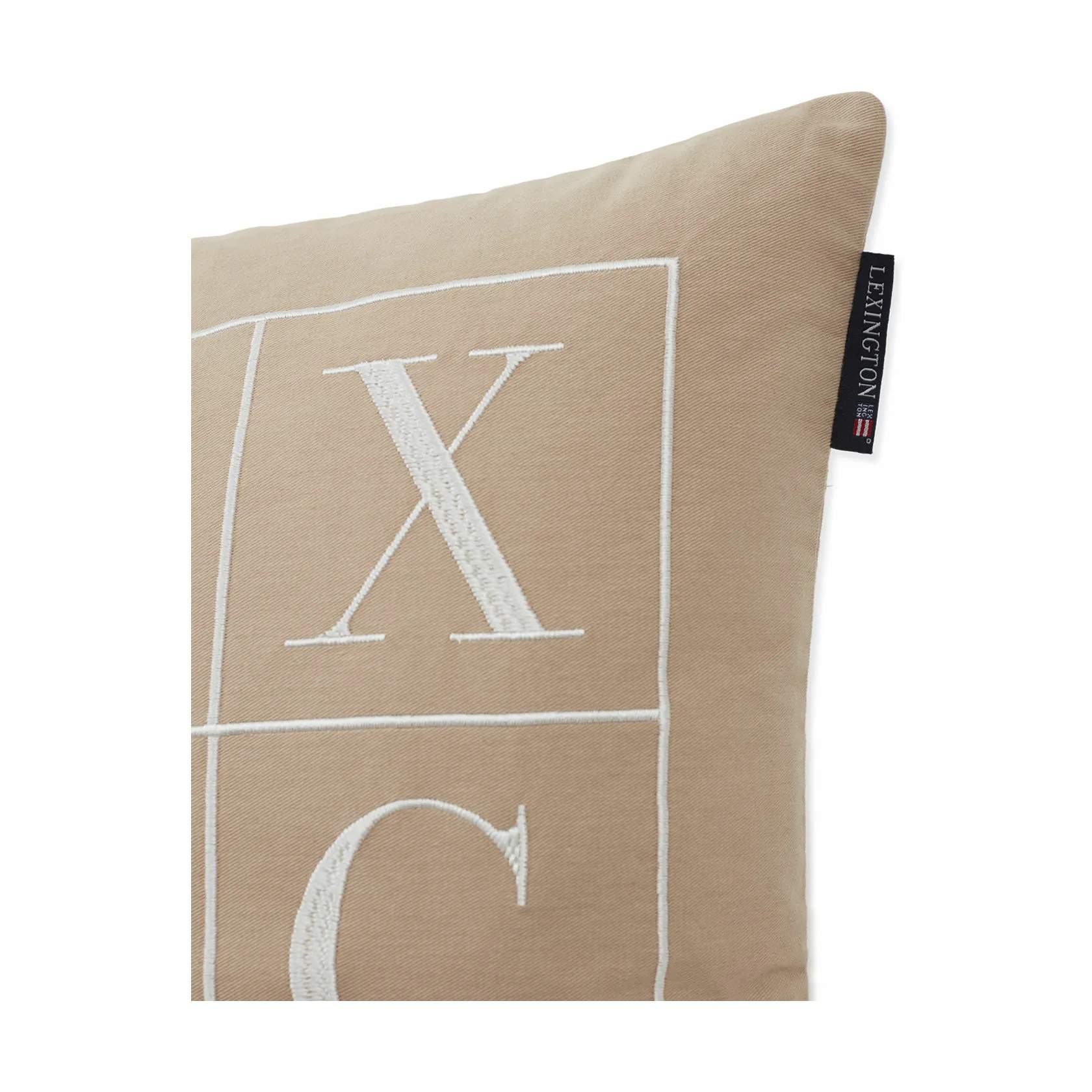 Lexington Pyntepudebetræk Logo Cotton Twill Pudebetræk i Beige, 3