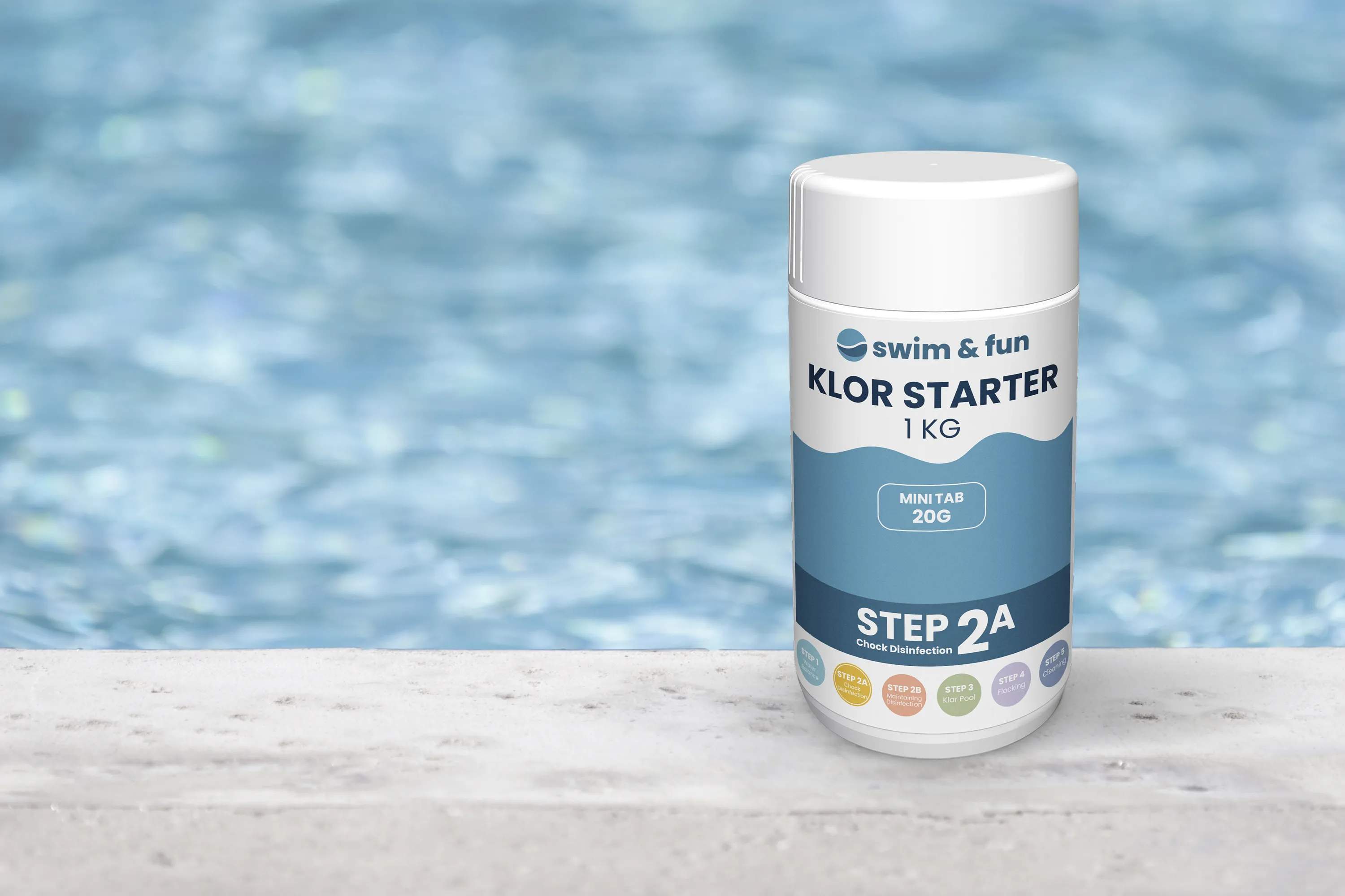 Swim & Fun Poolrengøring Vandplejemiddel Klor Starter - 50 stk. i hvid, 2