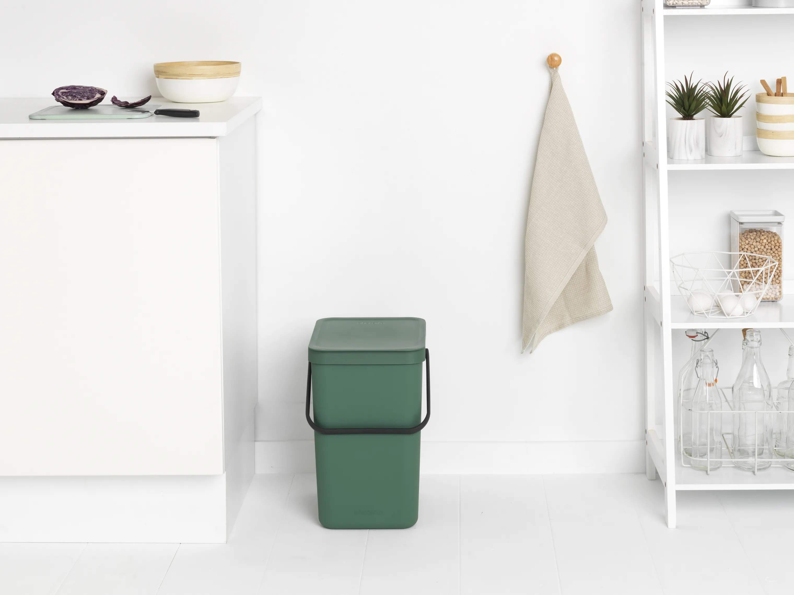 Brabantia Spande uden pedal Sort & Go Affaldsspand i Grøn, 25 L, 2