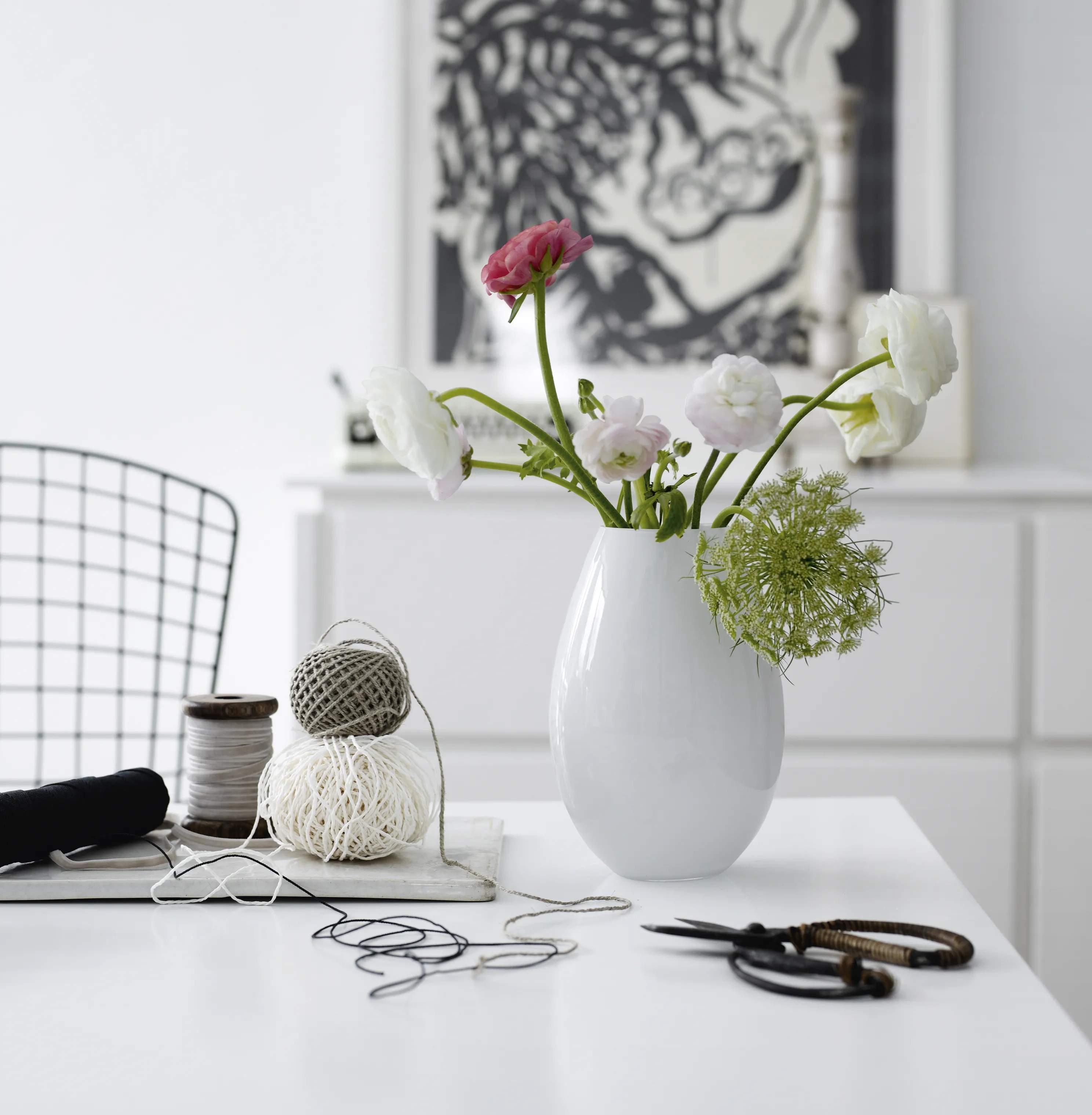Holmegaard Vaser Cocoon Vase i Hvid, 20,5 cm, 2