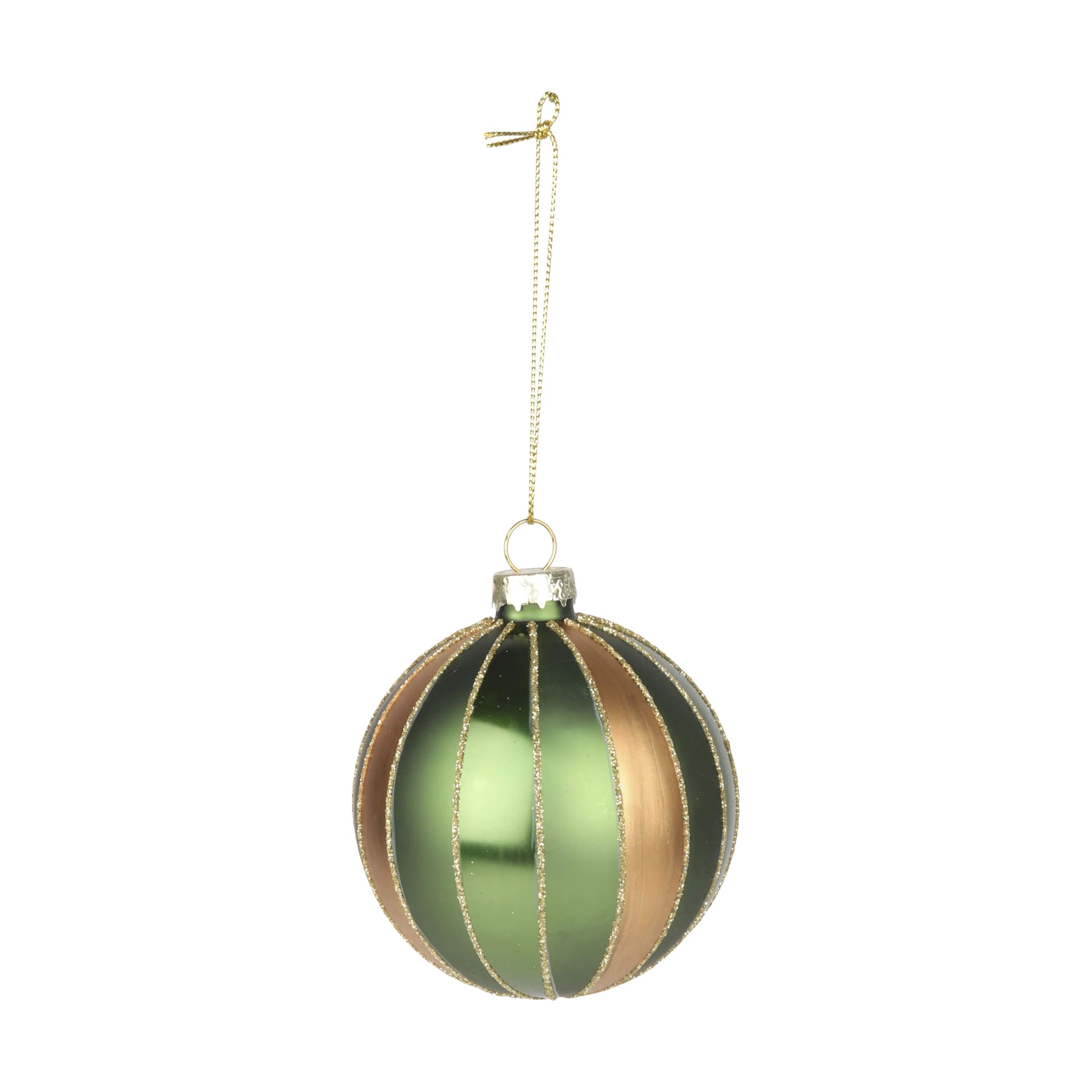 Julekugle, mørkegrøn/guld, large