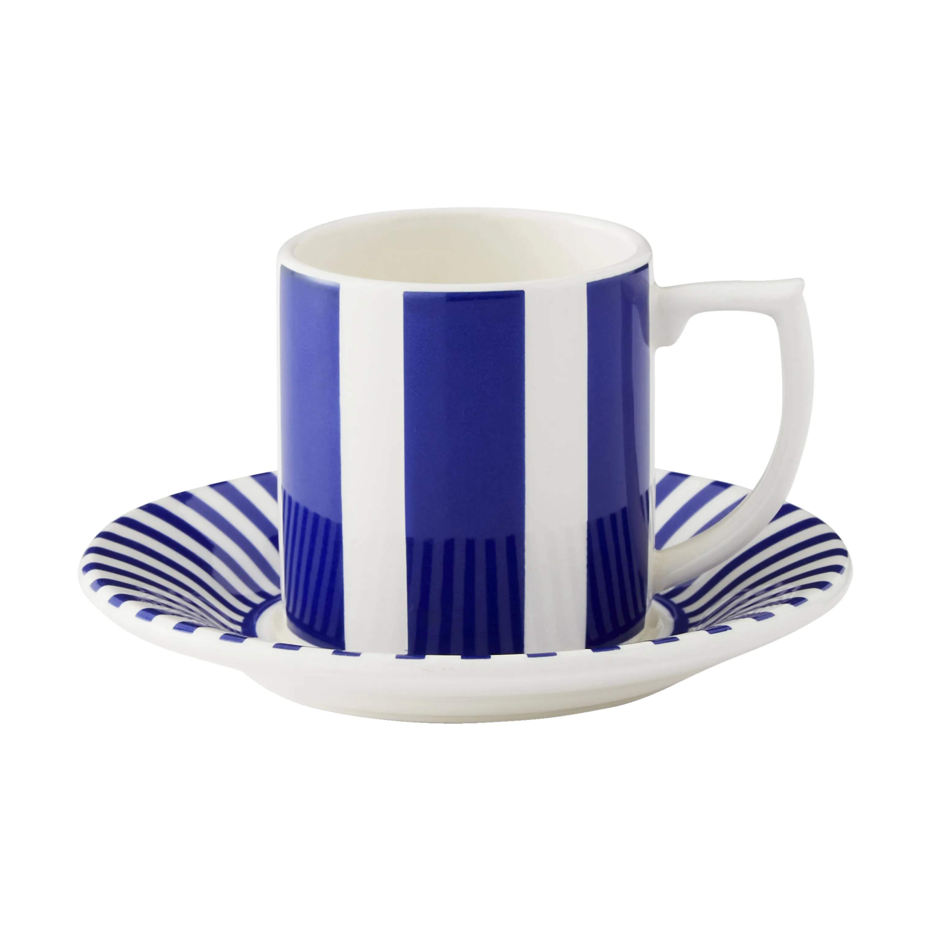 Spode Krus og kopper med hank Steccato Espressokop m. underkop i blå/hvid, 1