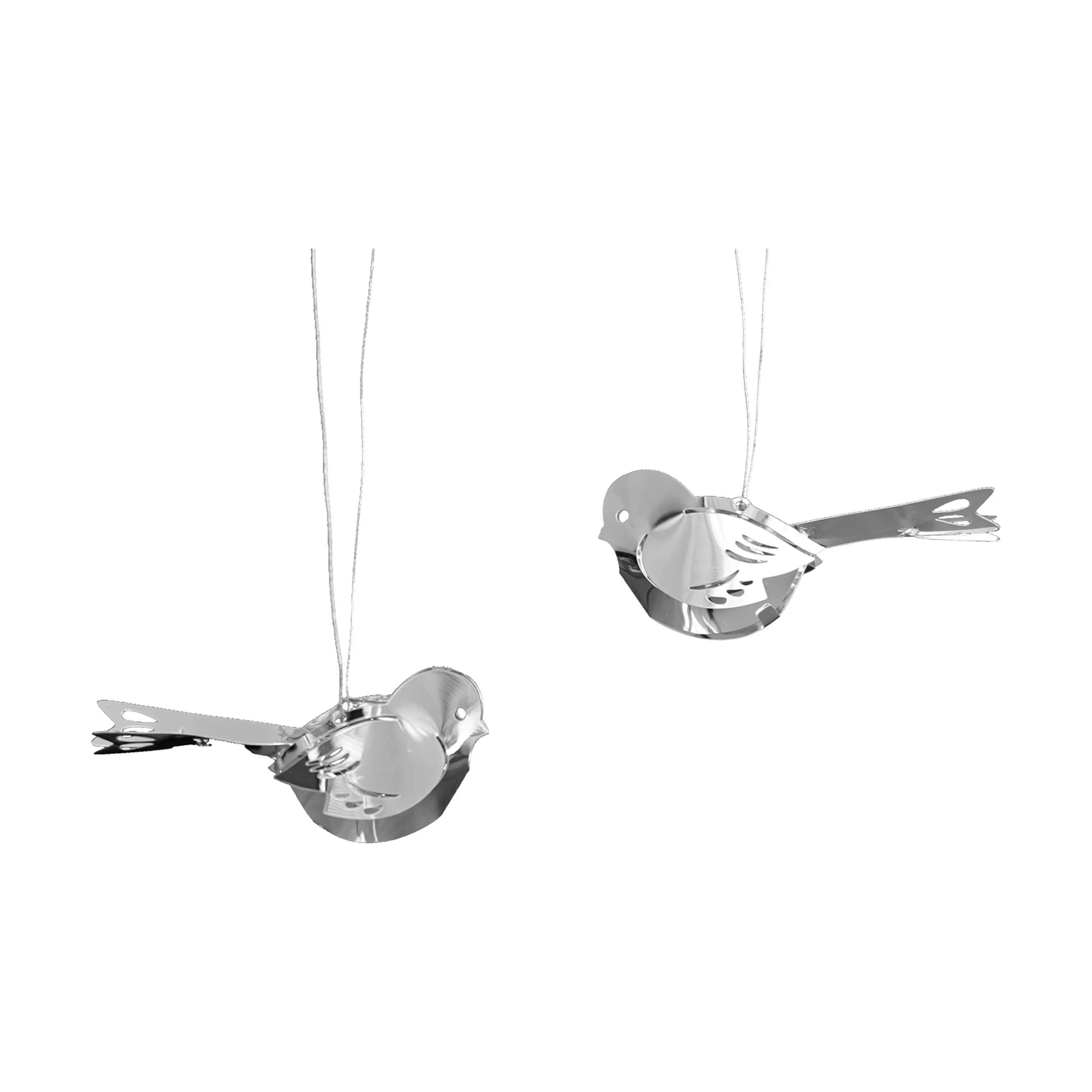 Design Juleophæng Miniature Fugle – 2 stk., sølvfarvet, large