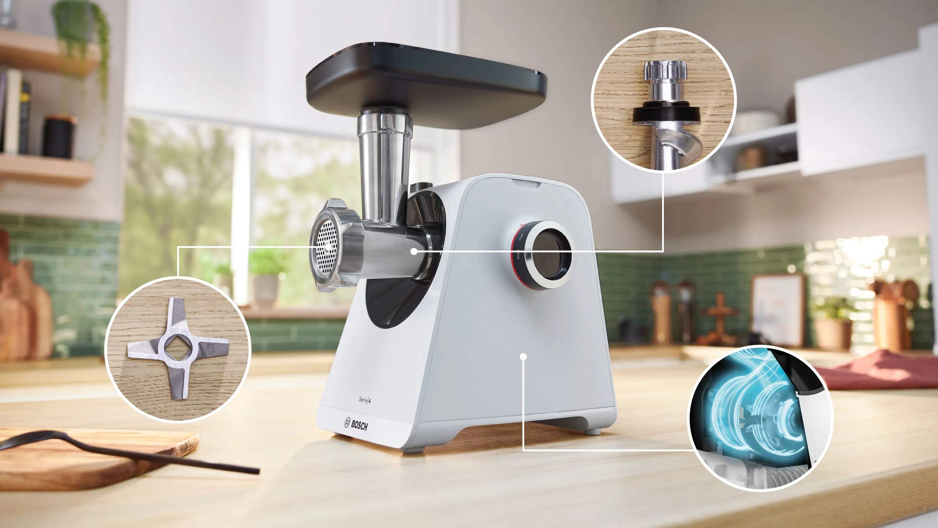 Bosch Kødhakkere MultiPower S4 Kødkværn i Hvid, 2