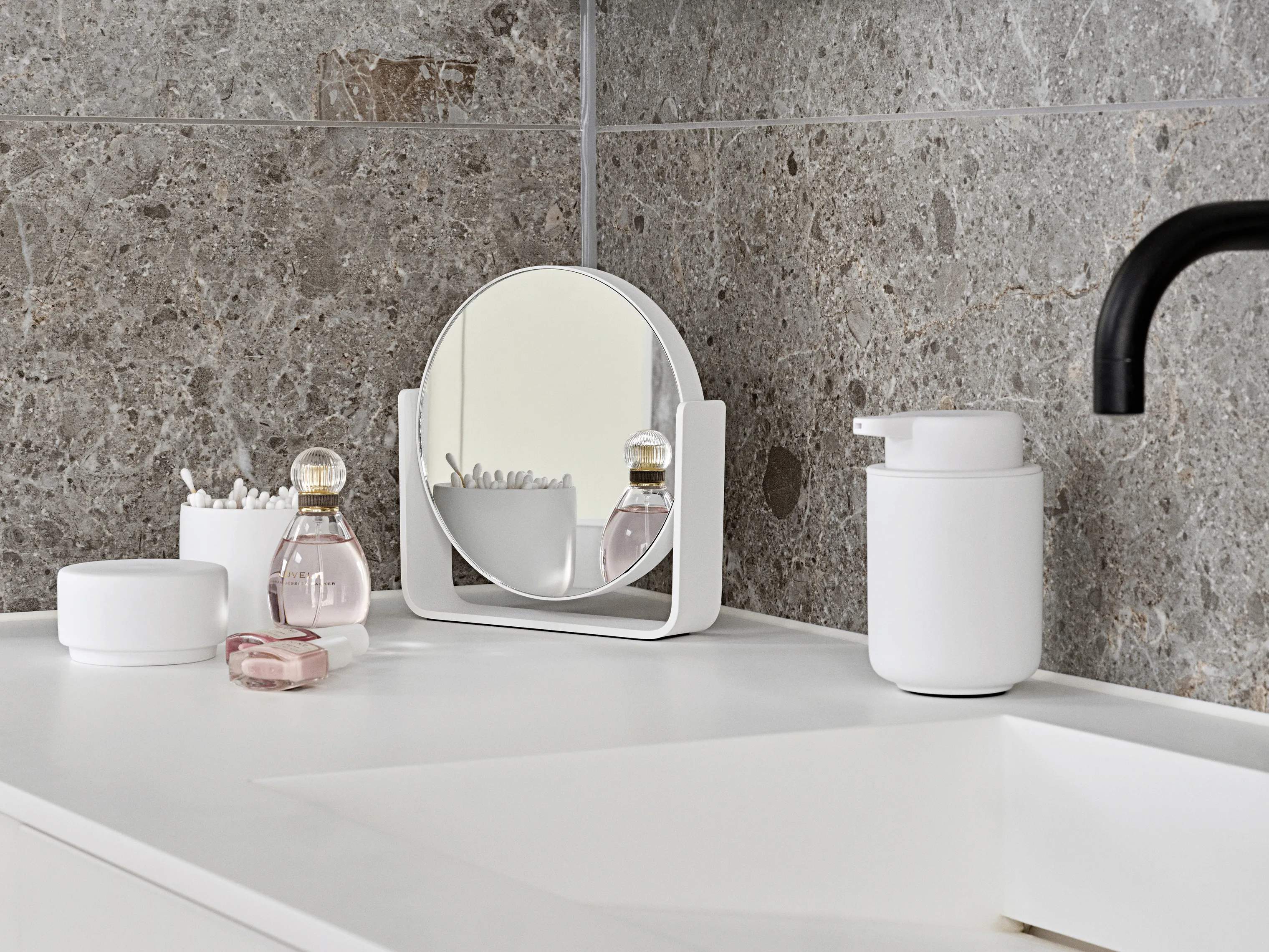 Zone Makeupspejle Ume Bordspejl i White, 2