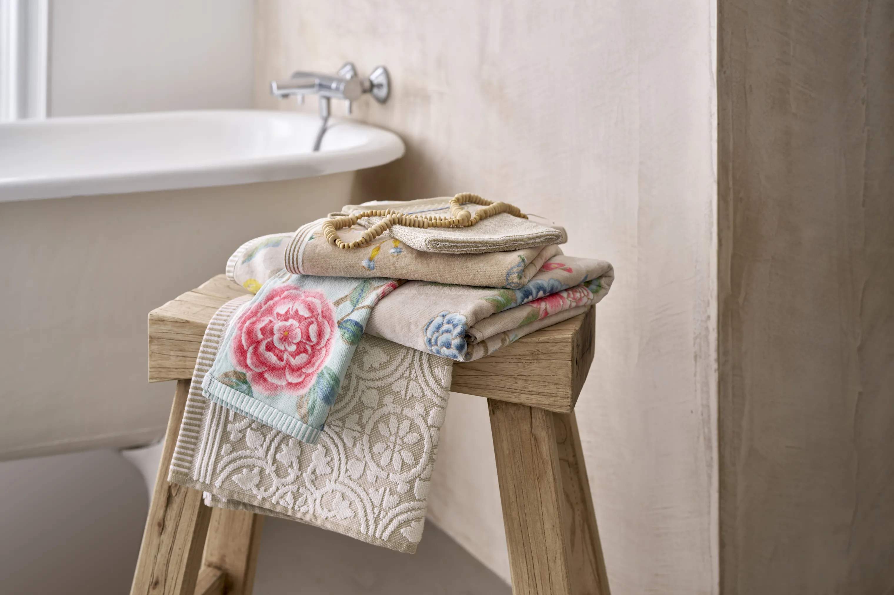 PIP Studio Håndklæder Les Fleurs Håndklæde i Khaki , B55 x L100 cm, 7