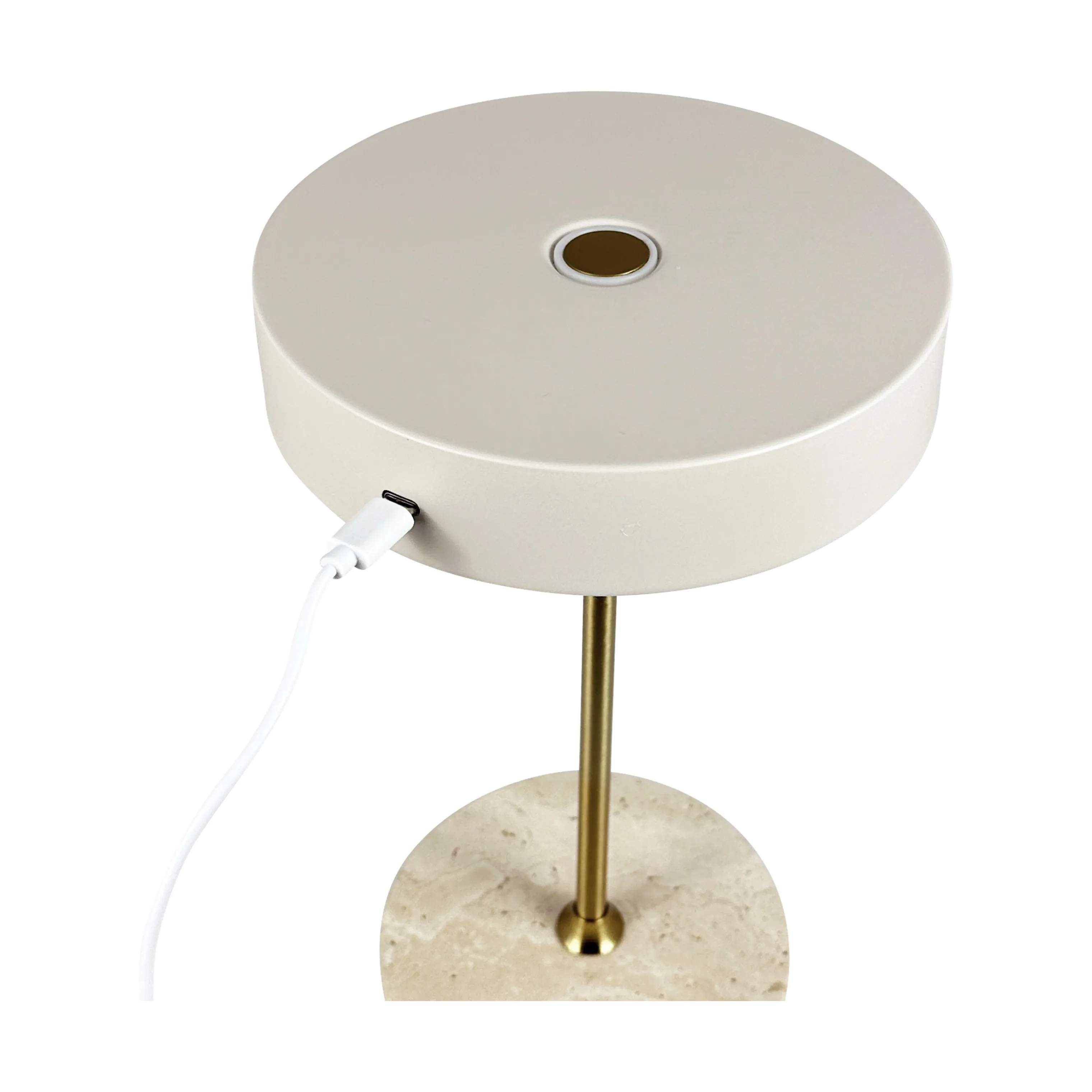 Dyberg Larsen Bordlamper Moonlight Bordlampe i Beige/ Travertin/ Messing, 3