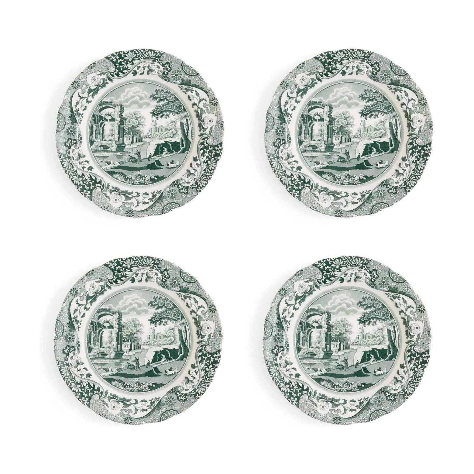 Spode Middagstallerkener Heritage Green Italian Middagstallerken - 4 stk i Grøn/hvid, 1