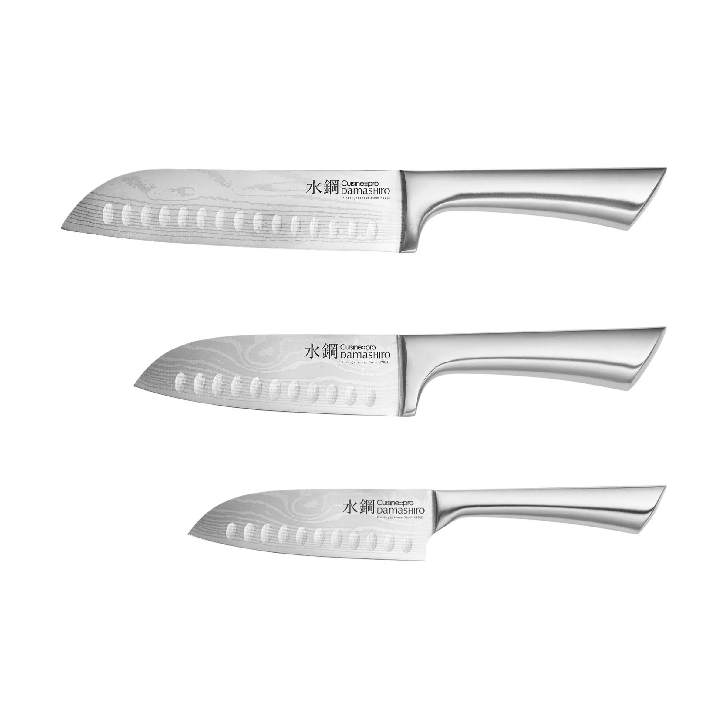 Damashiro® Santoku Knivsæt - 3 dele, sølvfarvet, large