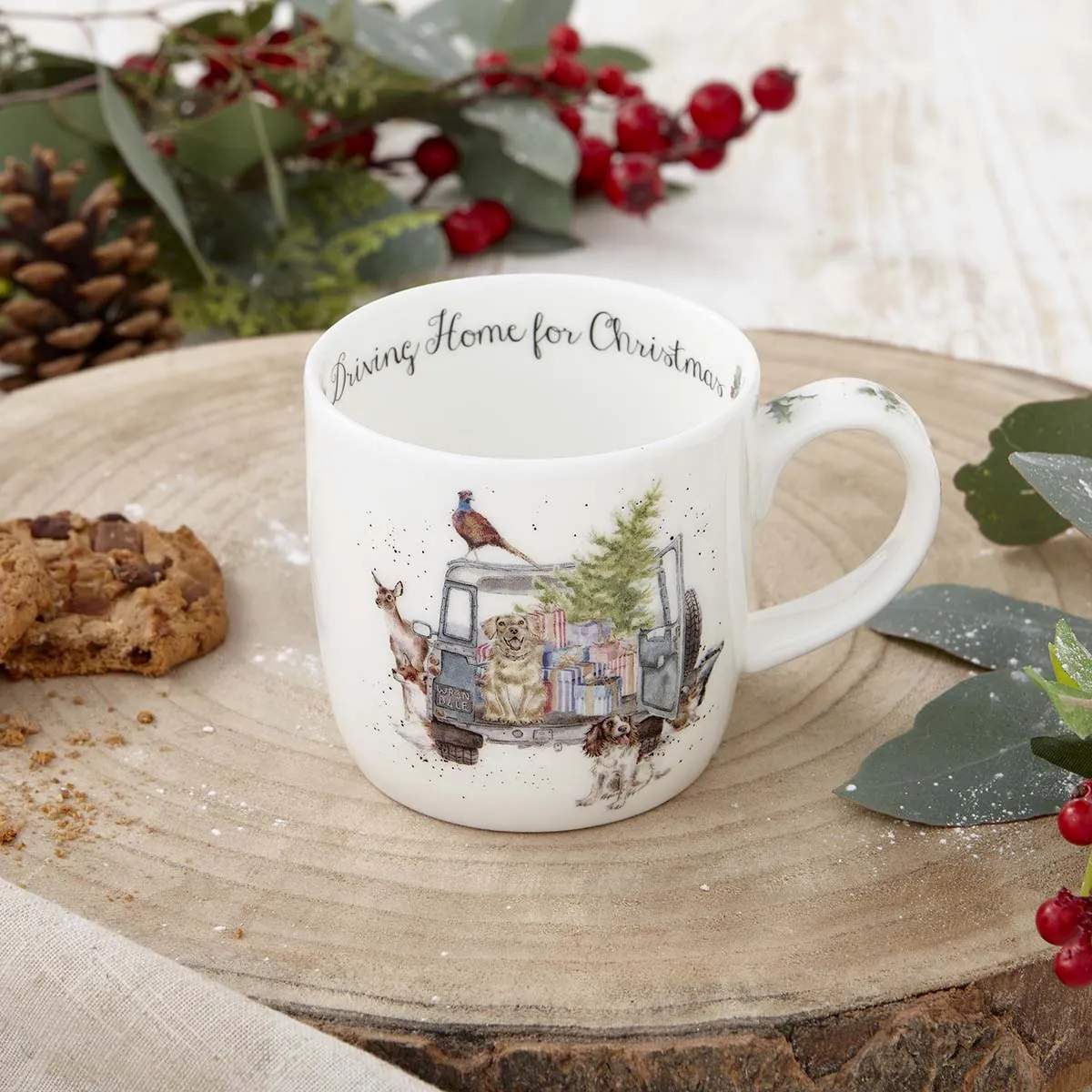 Royal Worcester Krus og kopper med hank Wrendale Krus - Driving home xms i Dyr, 3