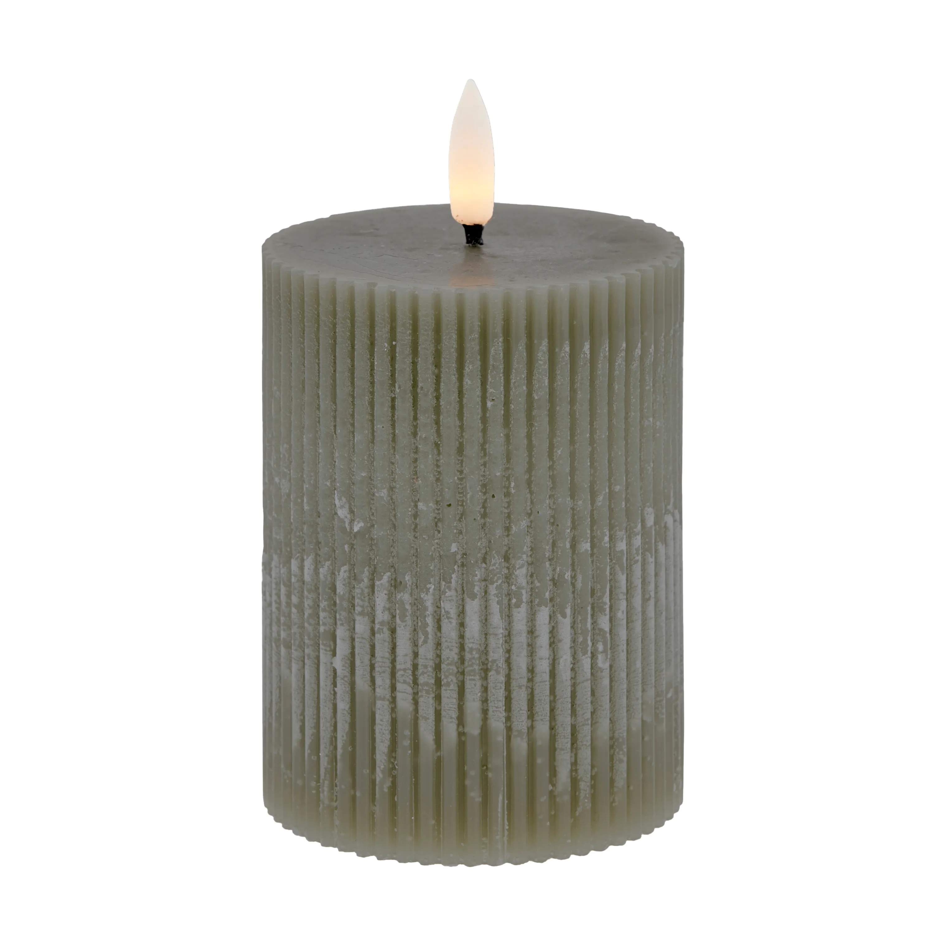 Lene Bjerre LED-lys Lillia LED Bloklys i støvet grøn, H10 x Ø7,5 cm, 1