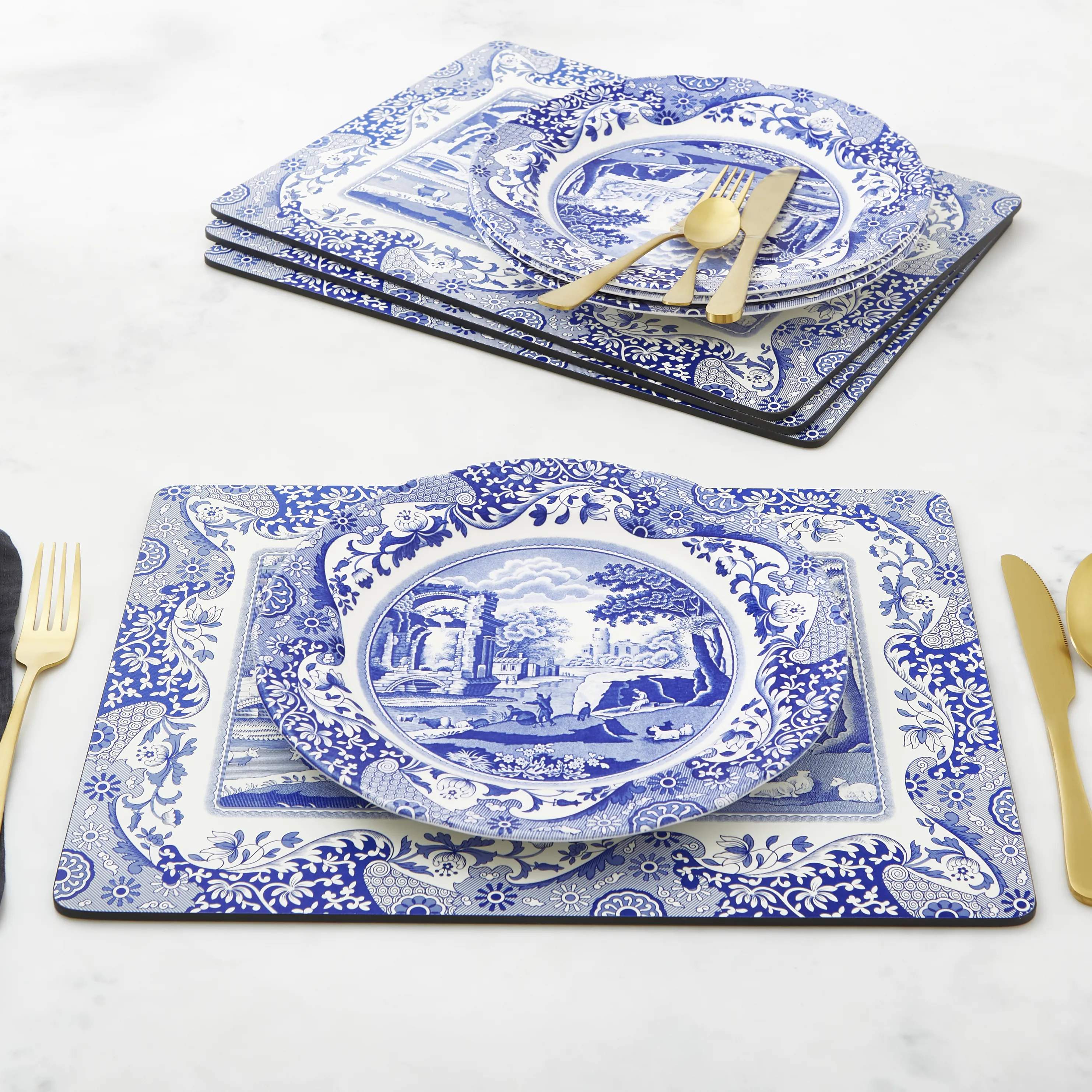 Pimpernel Dækkeservietter Blue Italian Dækkeserviet - 4 stk i Blå/hvid, 3