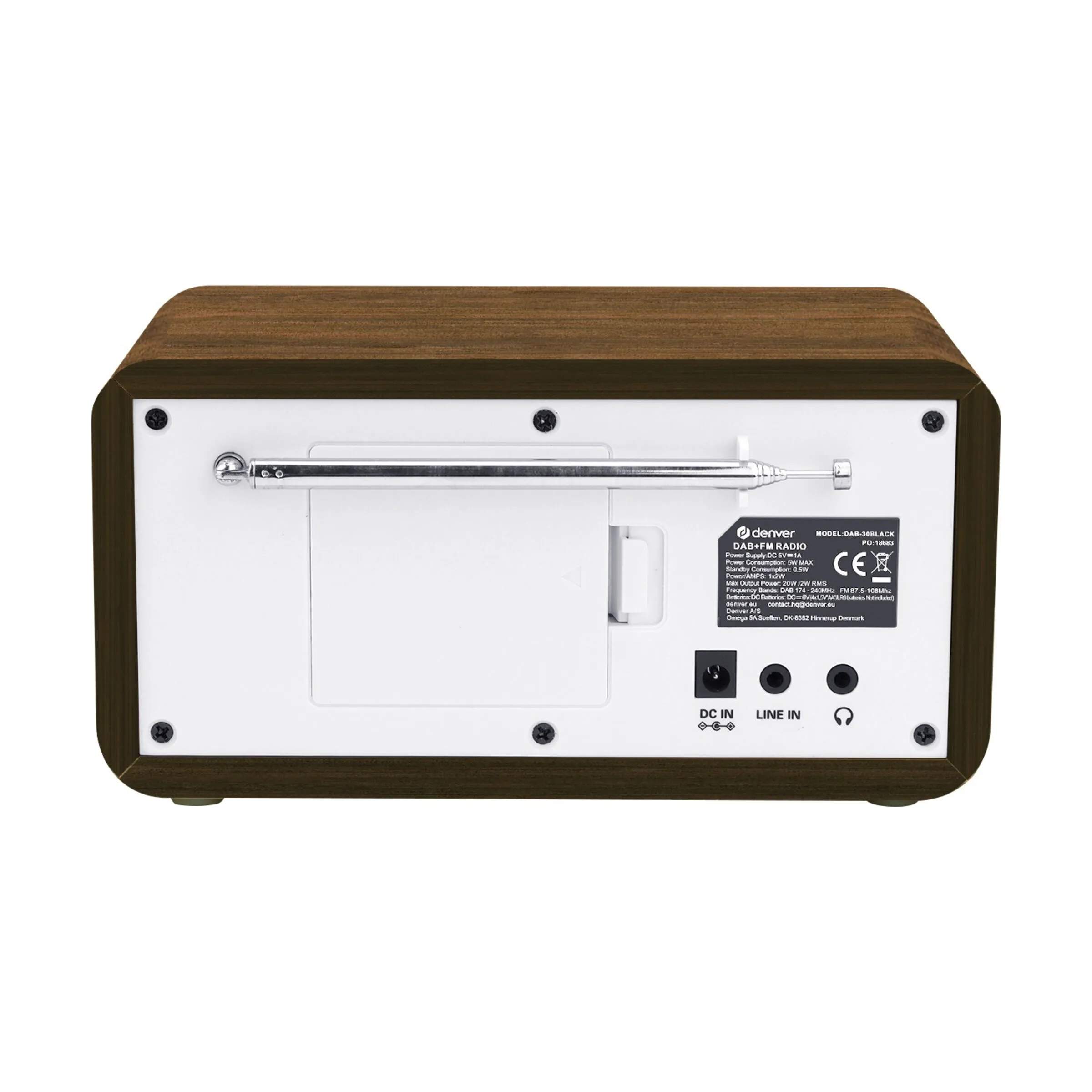 Denver Højtalere DAB+ PLL FM Radio i Mørk træ og hvid, 3