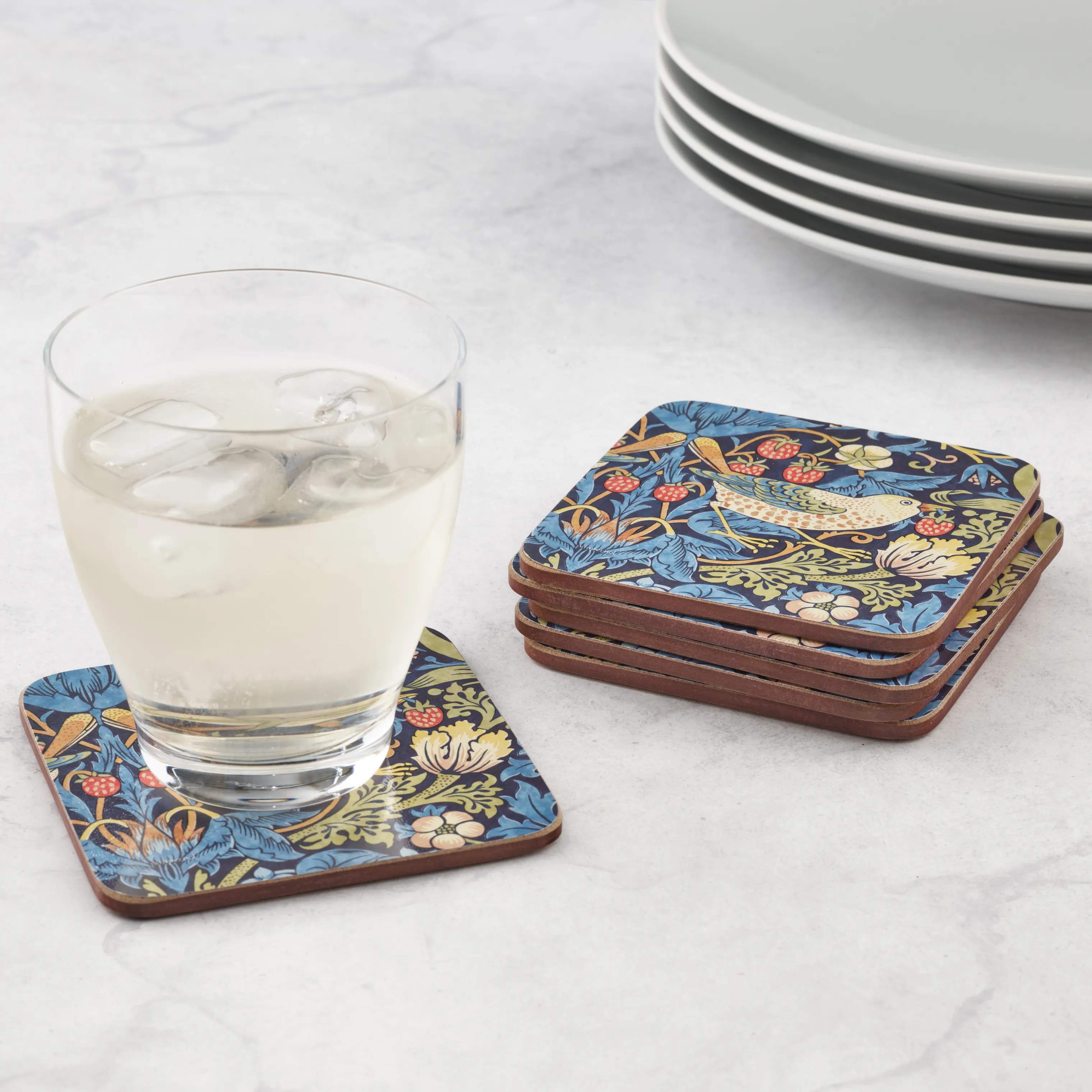 Pimpernel Glasbrikker og coasters Morris & Co Glasbrikker - 6 stk. i Blå, 2