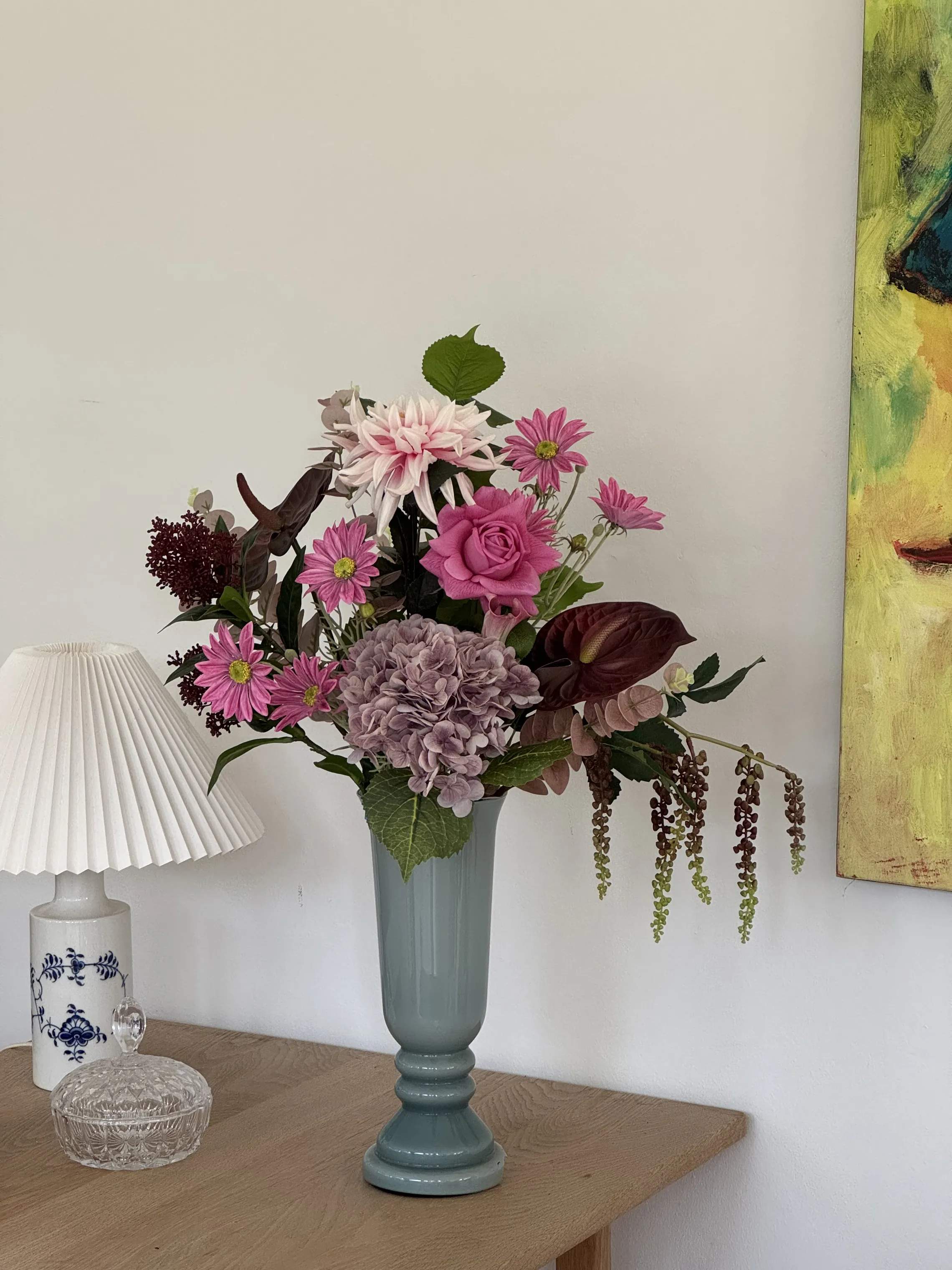 Fleuristc Kunstige blomster Pinky Promise Buket i 13 stilke, 2