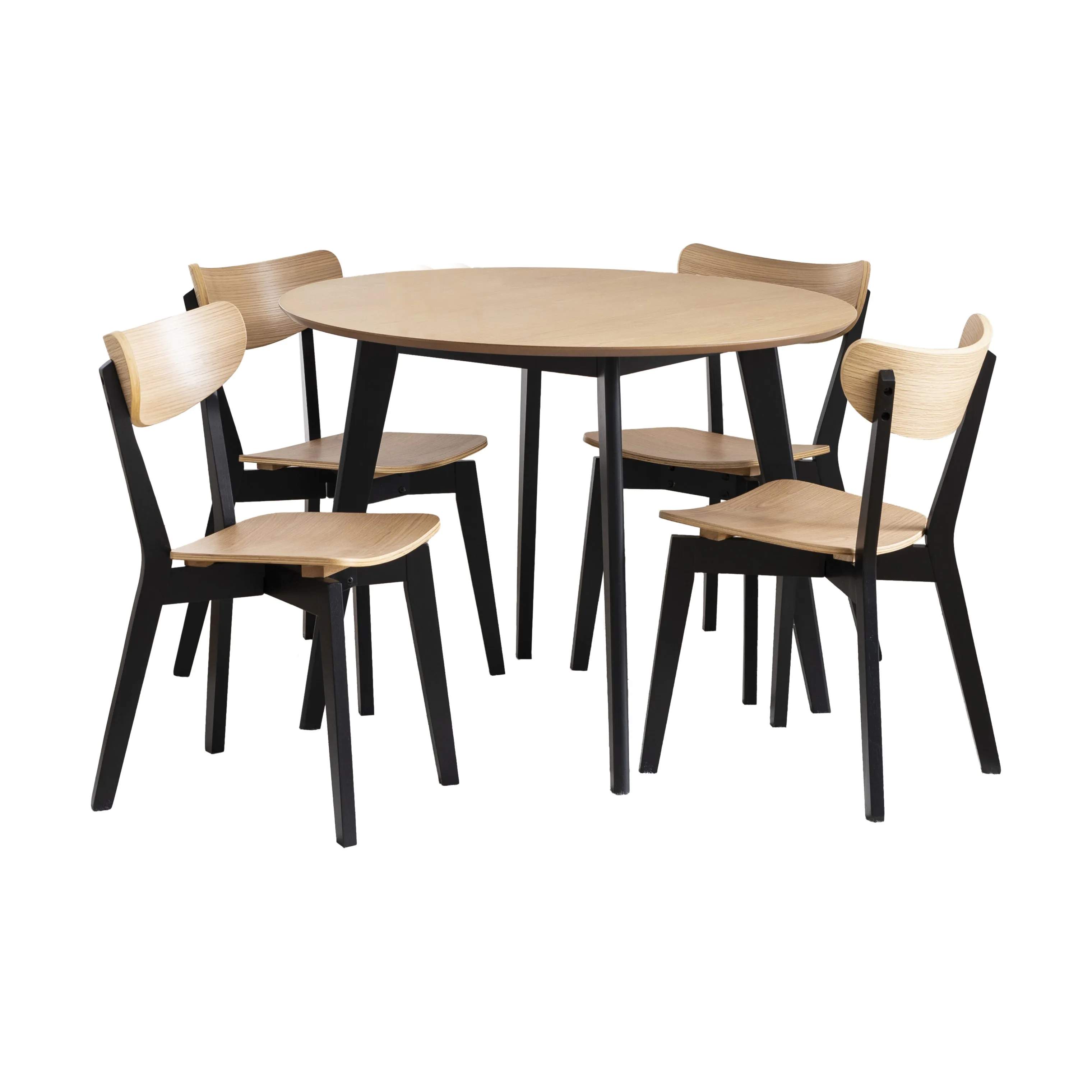 CASA Living Spiseborde Roxby Spisebordssæt - 5 dele i Natur/sort, 1