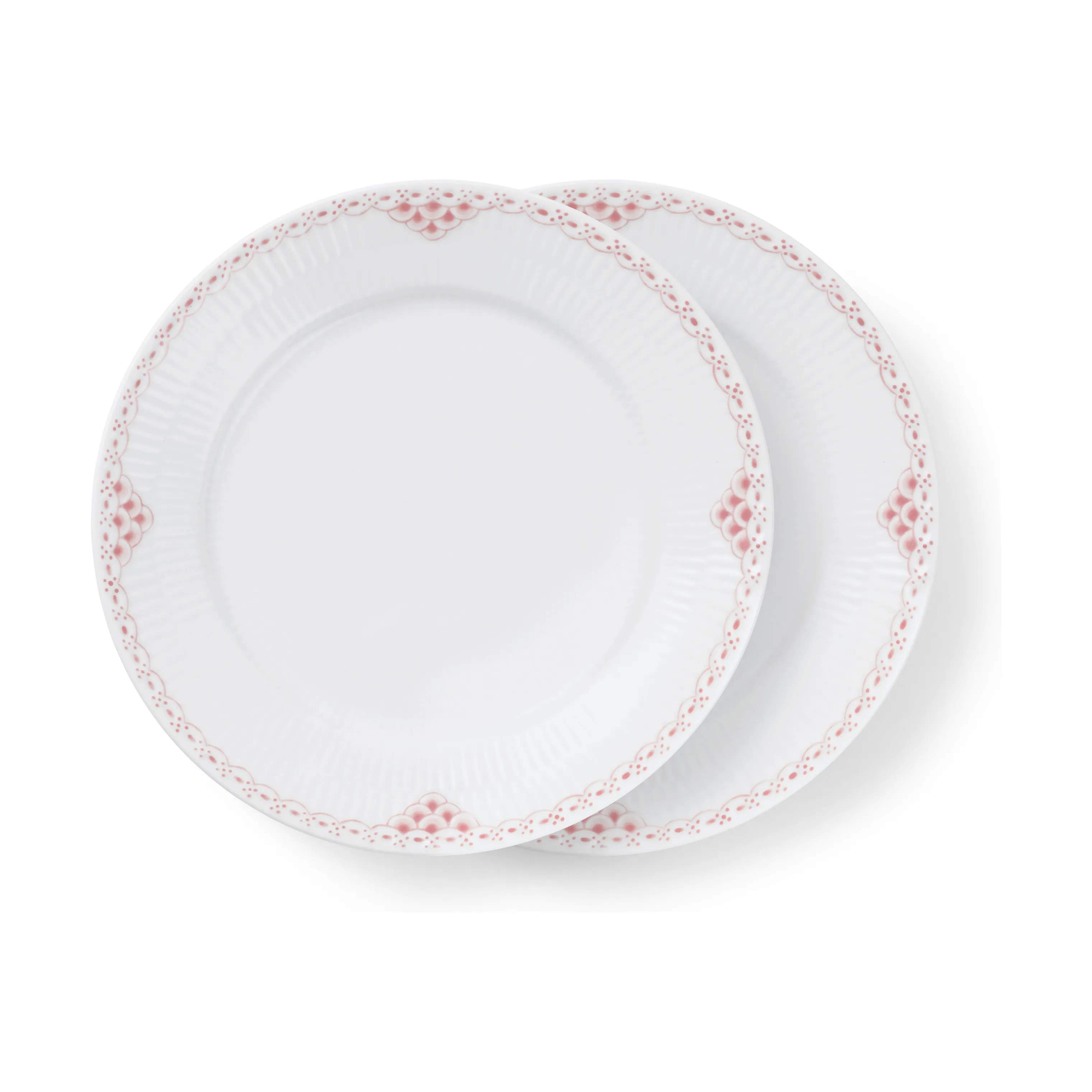 Koral Riflet Blonde Frokosttallerken - 2 stk., hvid/koral, large