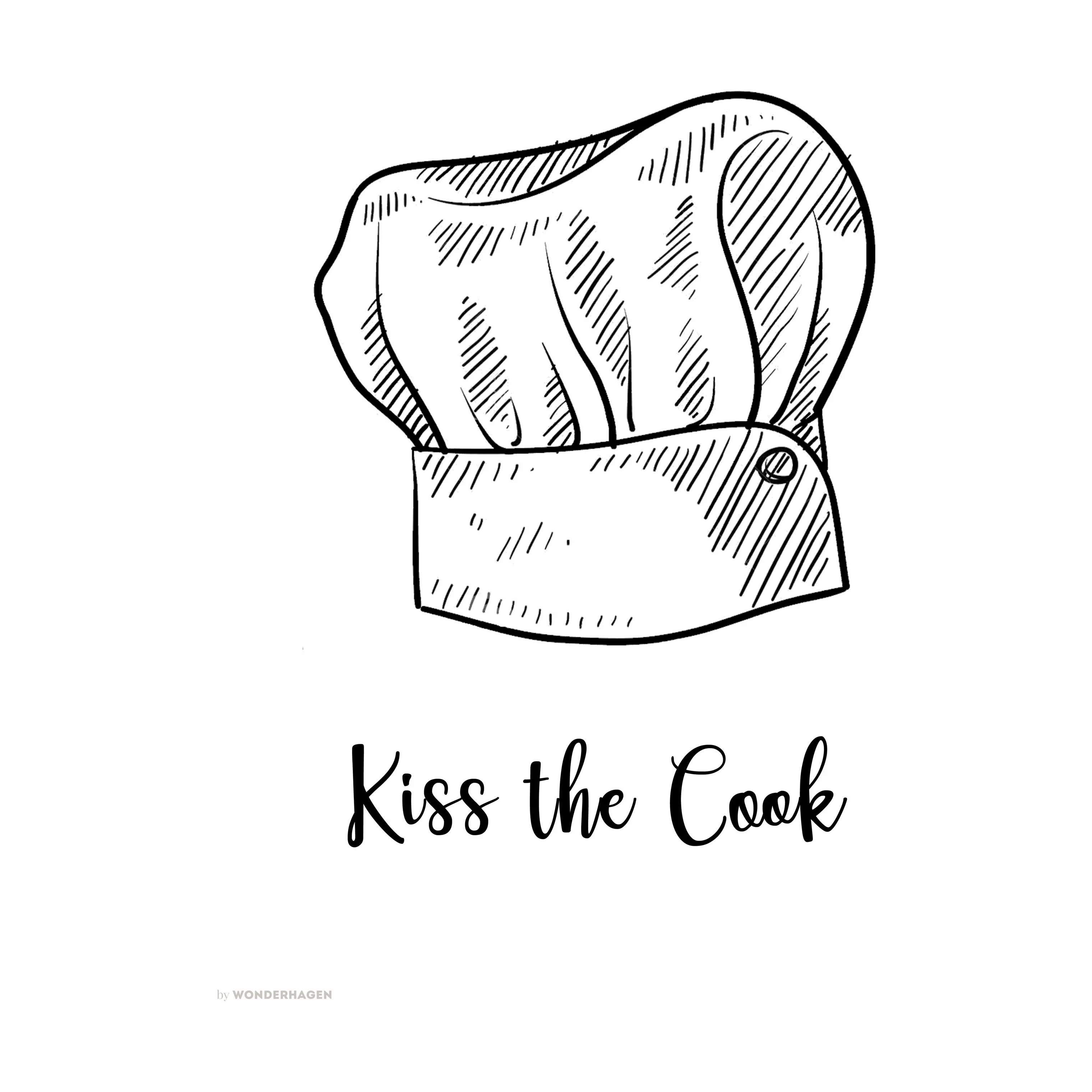 Plakat Kiss The Cook, sort/hvid, large
