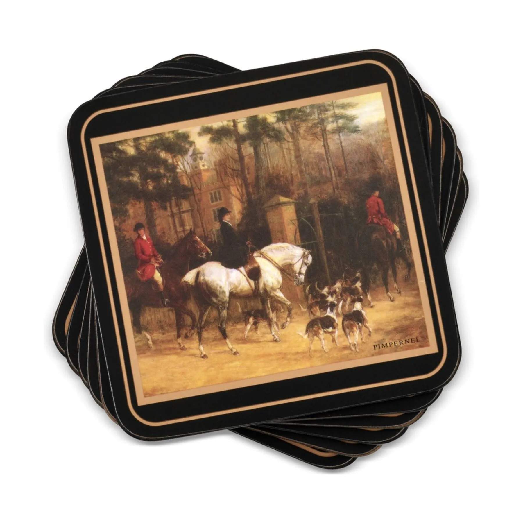 Spode Glasbrikker og coasters Pimpernel Glasbrikker - 6 stk. i Multifarvet/jagtscene, 1