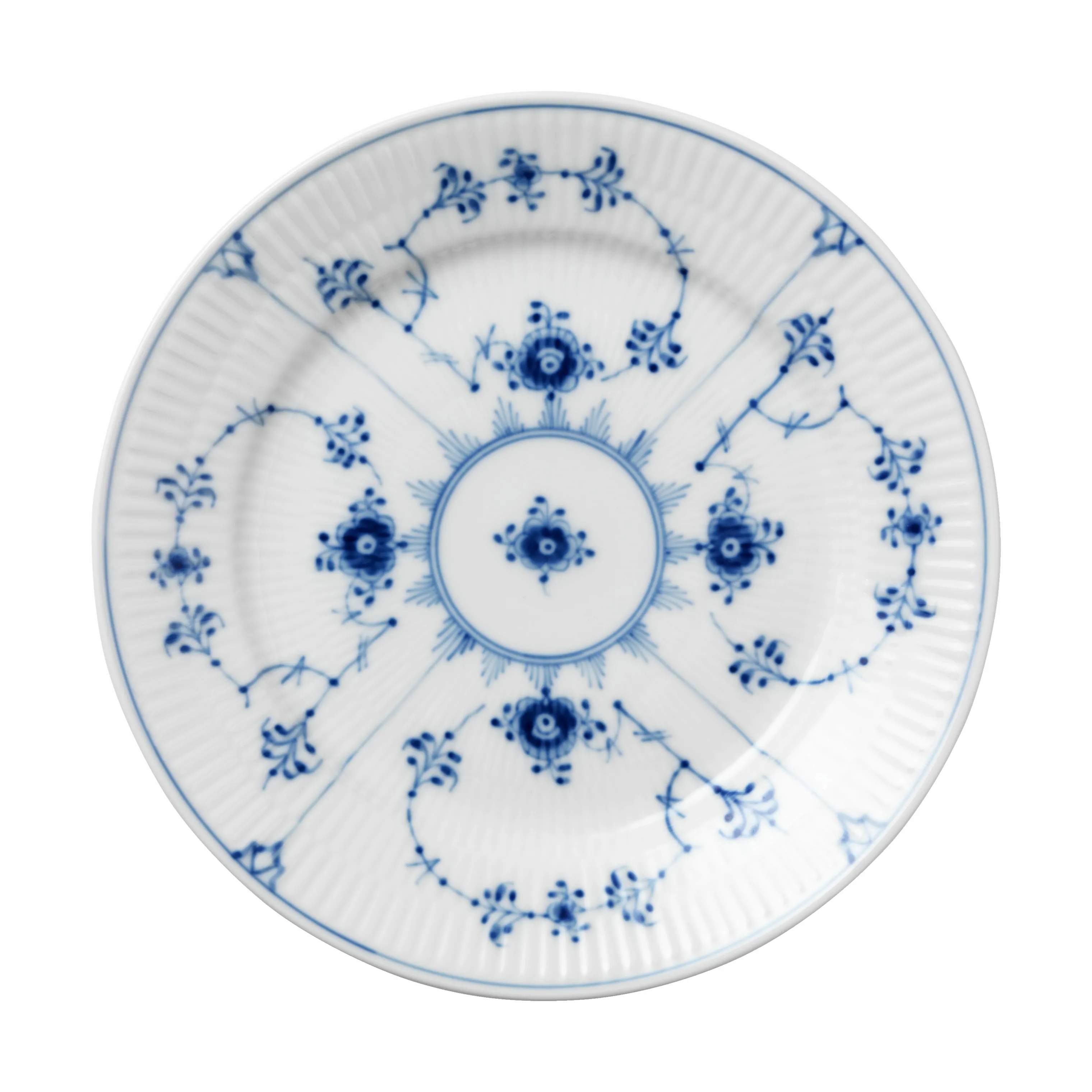 Royal Copenhagen Kagetallerkener Musselmalet Riflet Tallerken i 19 cm, 1