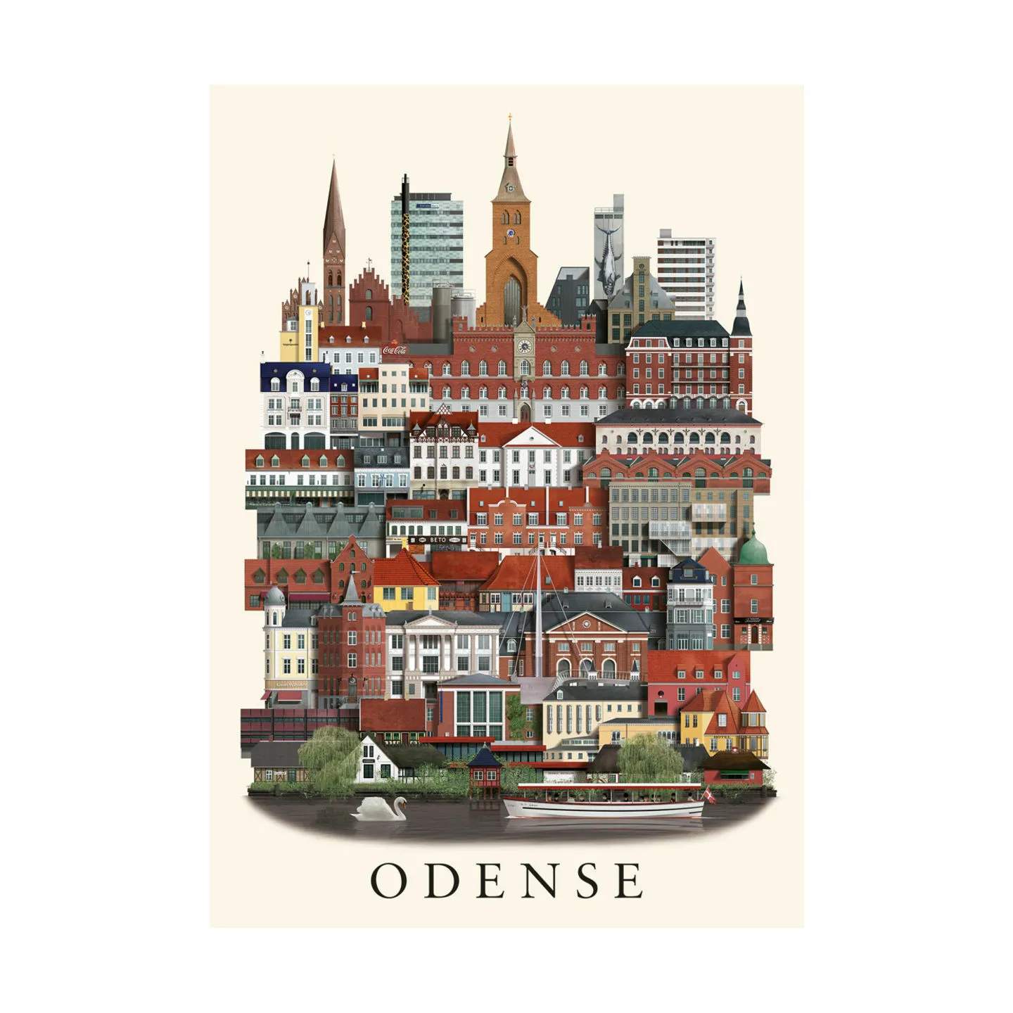 Plakat Odense, flerfarvet, large