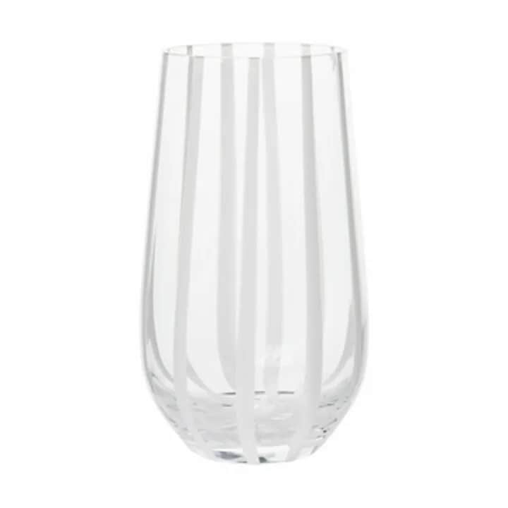 Stripe Drikkeglas, hvid/klar, large