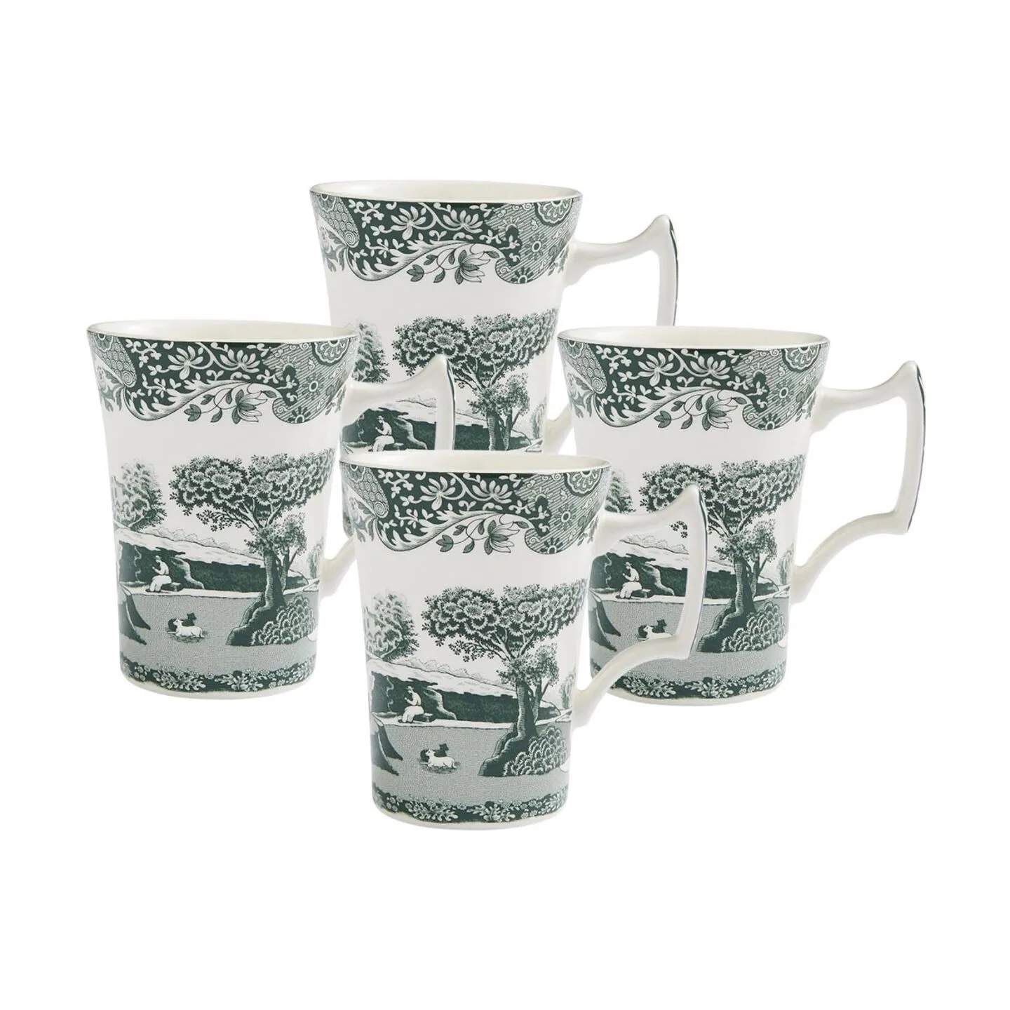 Spode Krus og kopper med hank Heritage Green Italian Krus - 4 stk. i Grøn/hvid, 1