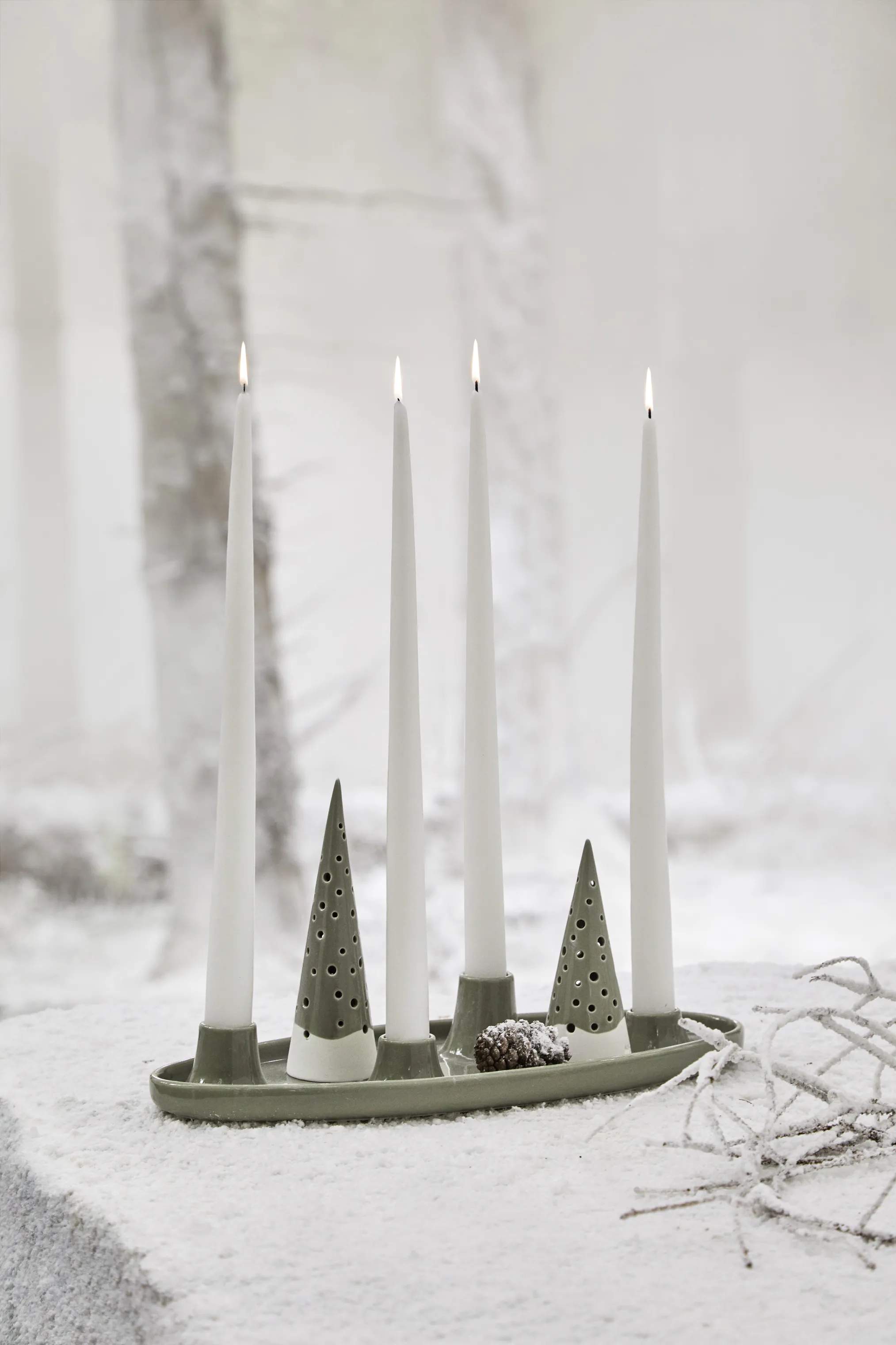 Kähler Kronelysestage Nobili Adventsstage i Olivengrøn, 15,5 cm, 2
