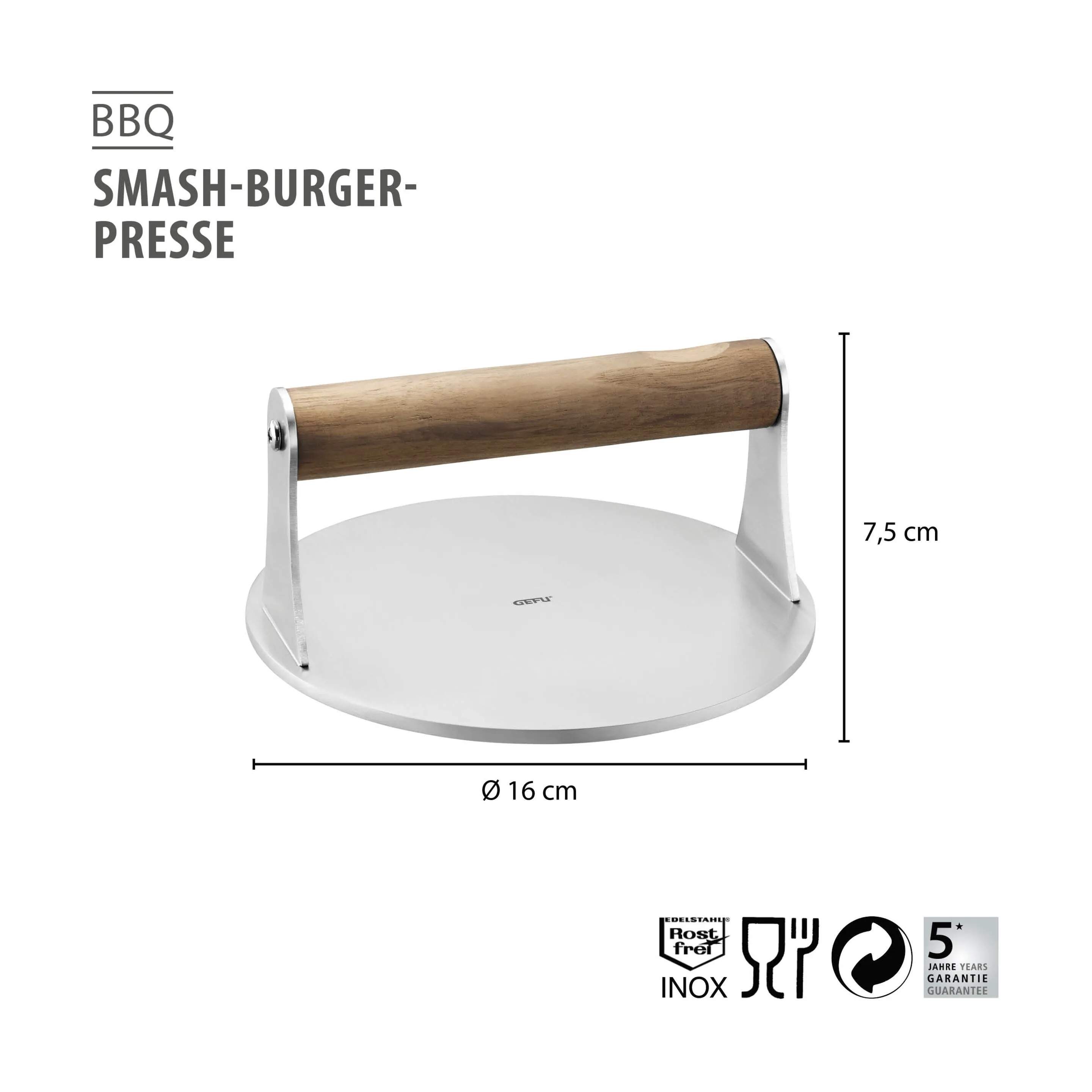 Gefu Øvrigt grilltilbehør BBQ Burger Presser i Sølv, 2