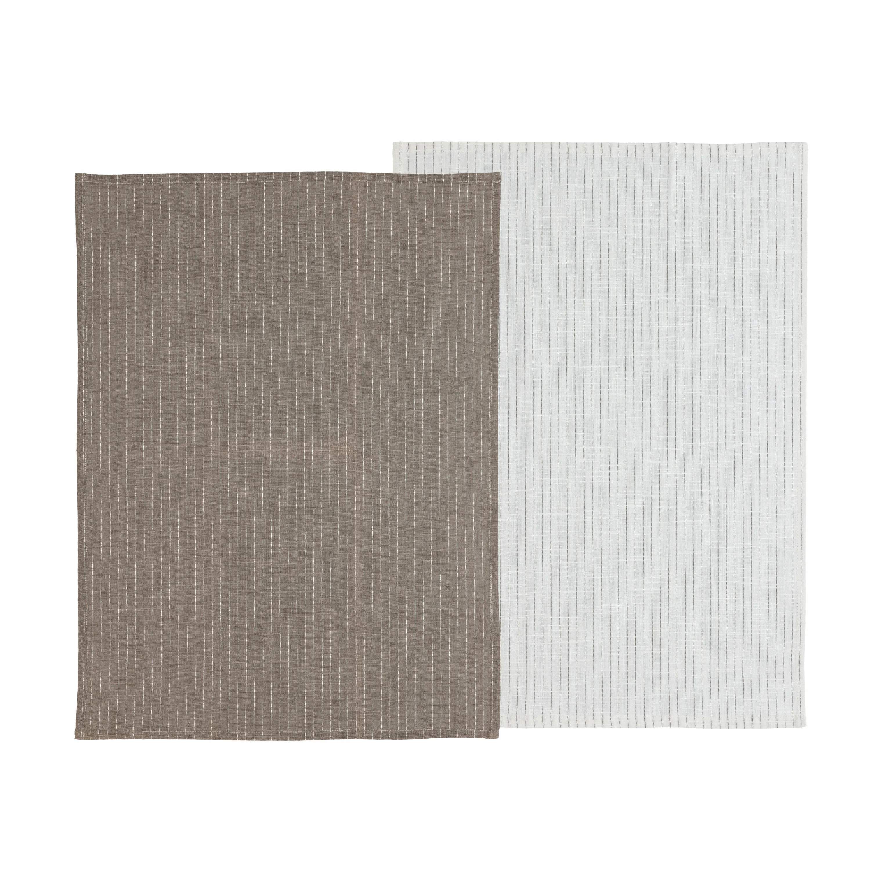 Organic Line Viskestykke - 2 stk., taupe/hvid, large