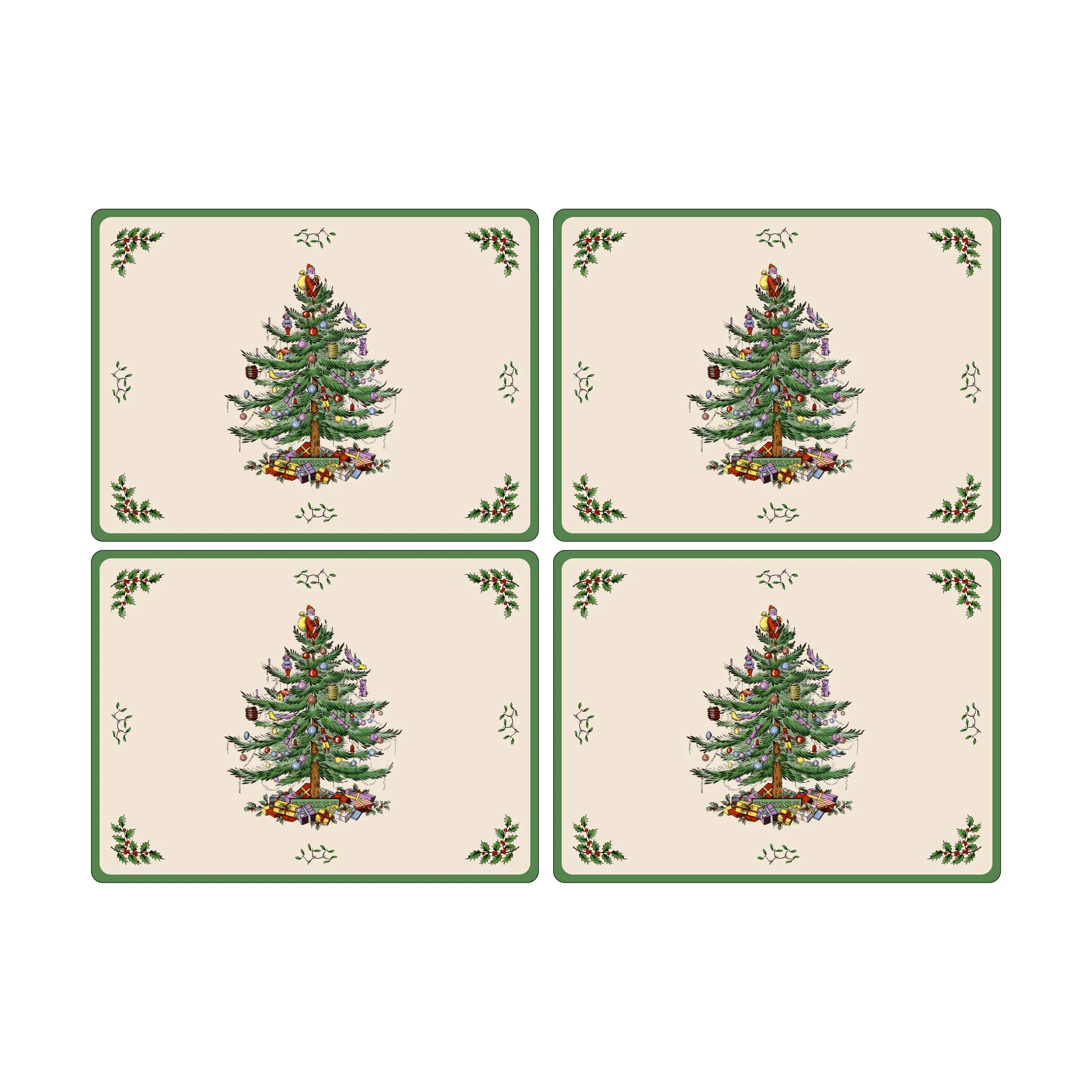 Spode Bordskånere Christmas Tree Bordskåner - 4 stk. i Grøn/Hvid, 1