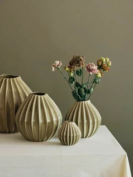 Broste Copenhagen Vaser Wide Vase i Grøn, H40 x Ø40 cm, 3