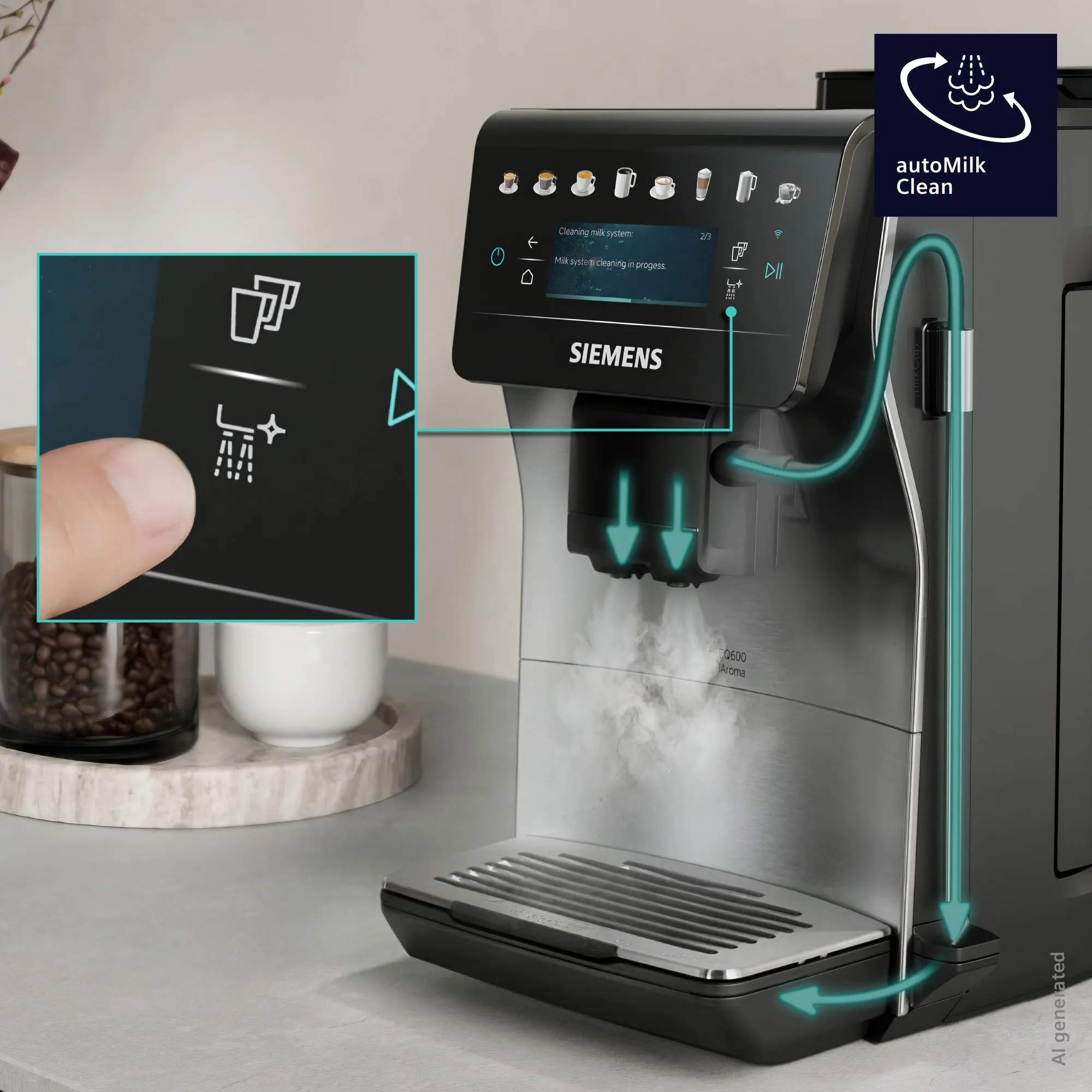 Siemens Espressomaskiner EQ600 iAroma Espressomaskine TP605EM3 i Sølv, 4