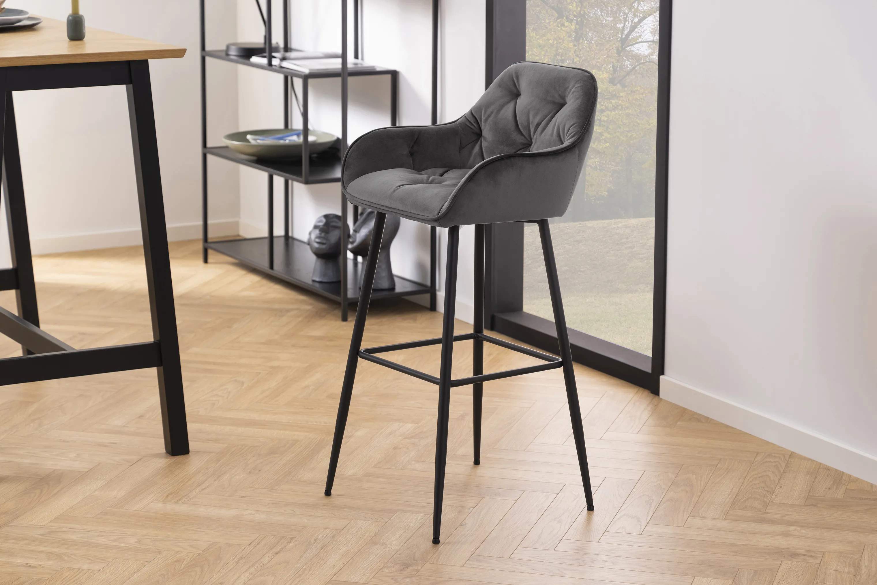 CASA Living Barstole Brooke Barstol - 2 stk. i mørkegrå/sort, 2