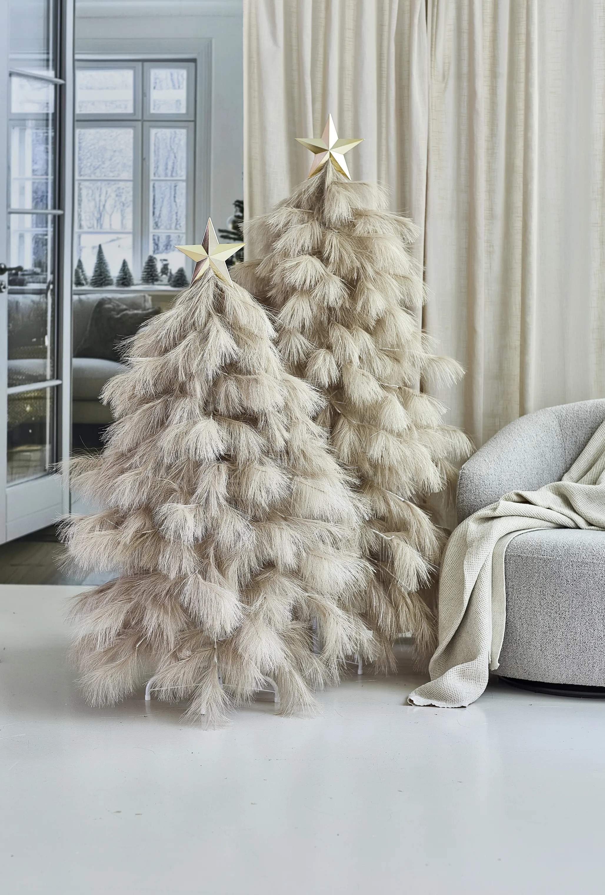 Casa Christmas Juletræer Pampas Juletræ i Beige, H125 x Ø70 cm, 3