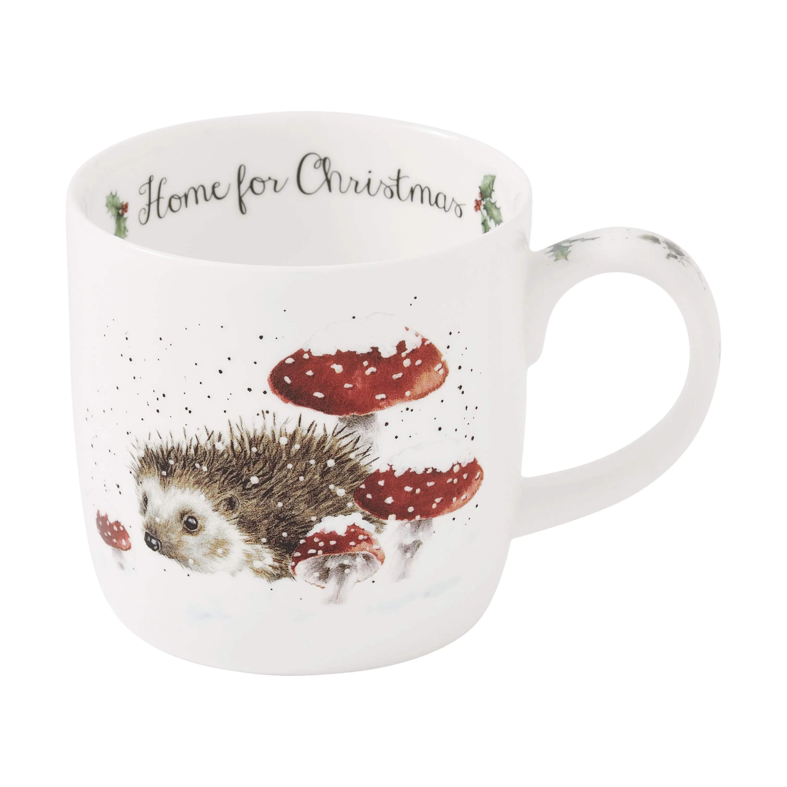 Royal Worcester Krus og kopper med hank Wrendale Krus - Home for xms i Pindsvin og fluesvampe, 1