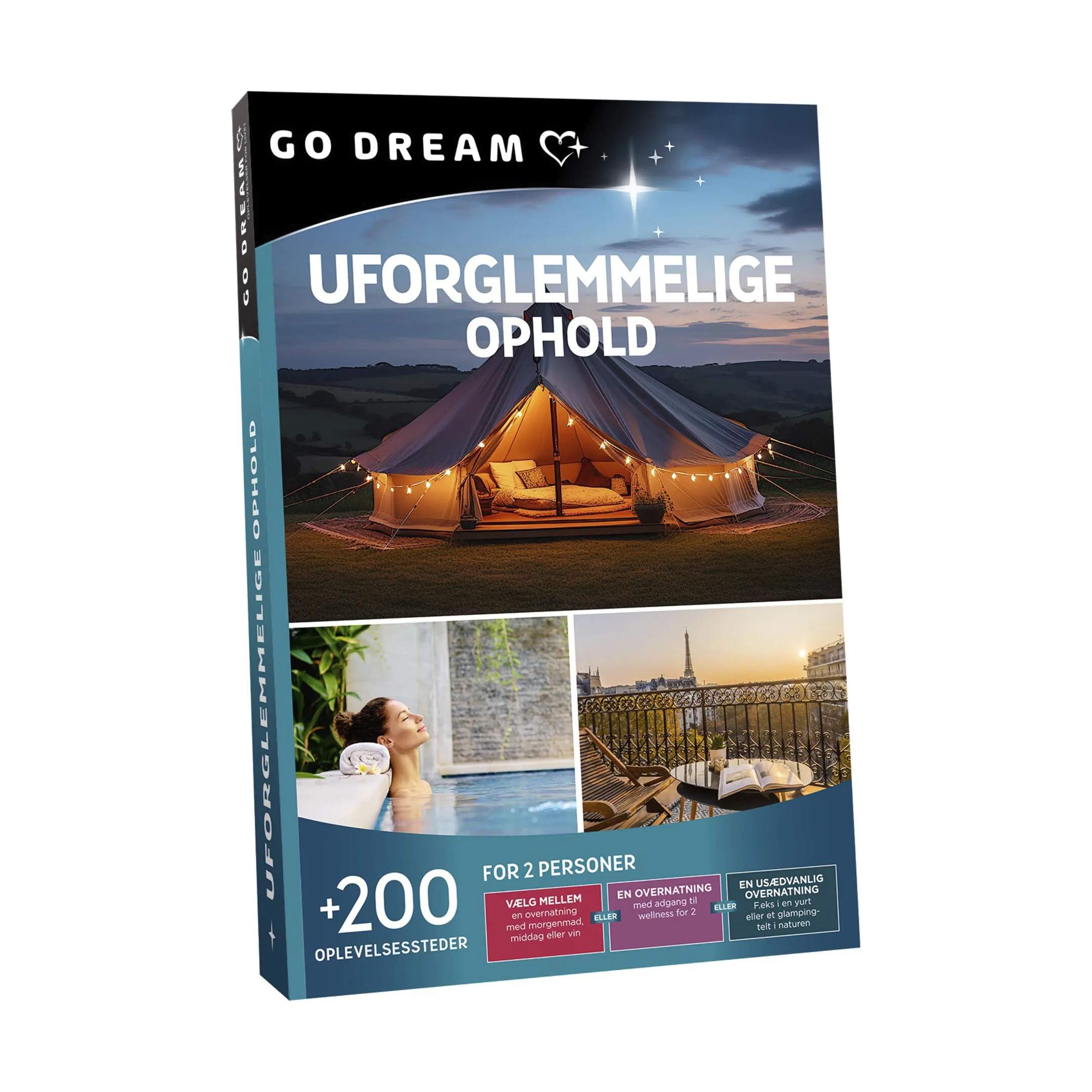 GO DREAM Oplevelsesgavekort Gavekort - Uforglemmelige ophold i Uforglemmelige ophold for 2, 2