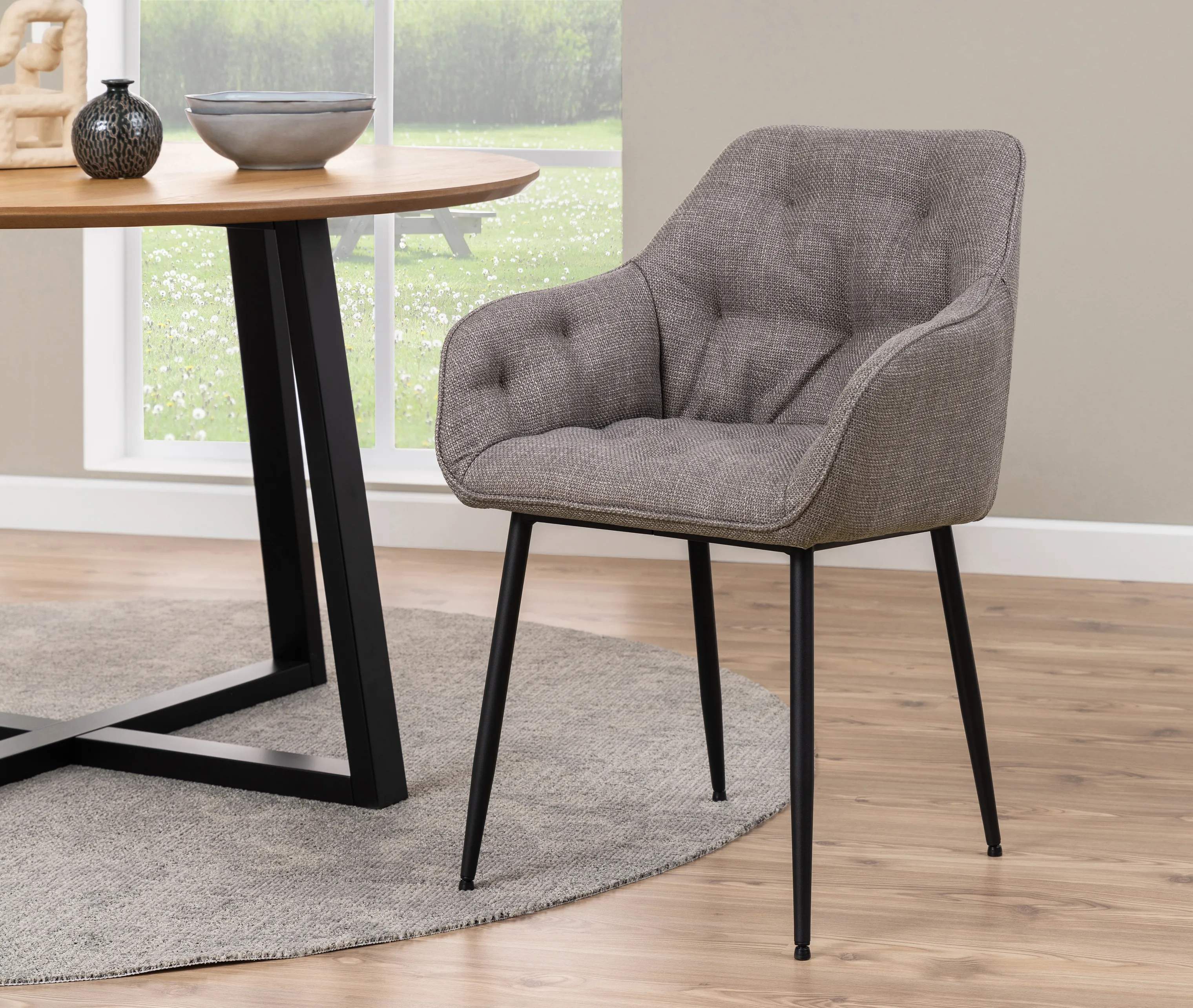 CASA Living Spisebordsstole Brooke Spisebordsstol - 2 stk. i lys gråbrun/sort, 2