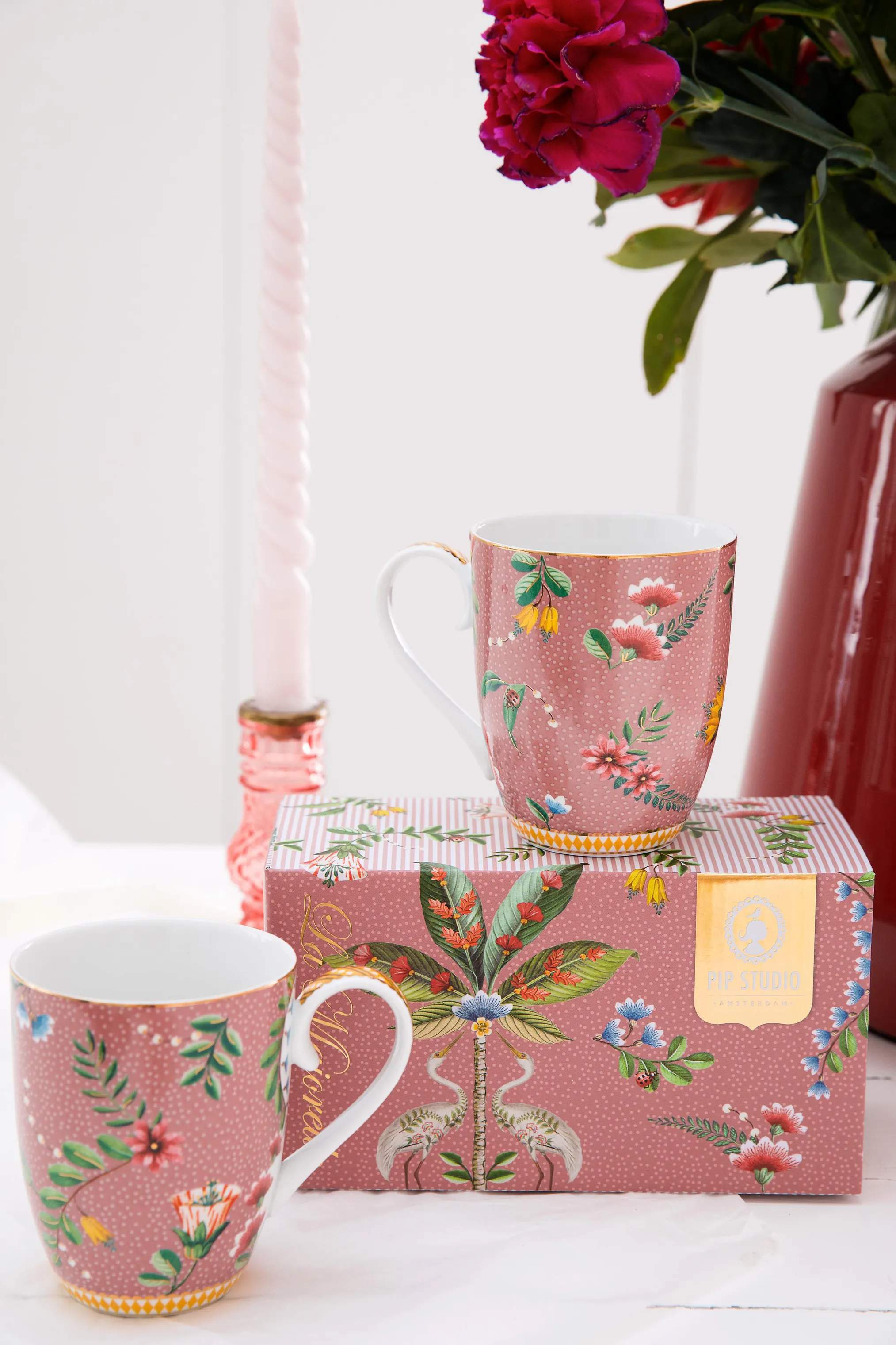 PIP Studio Krus og kopper med hank La Majorelle Krus - 2 stk. i Pink, 3