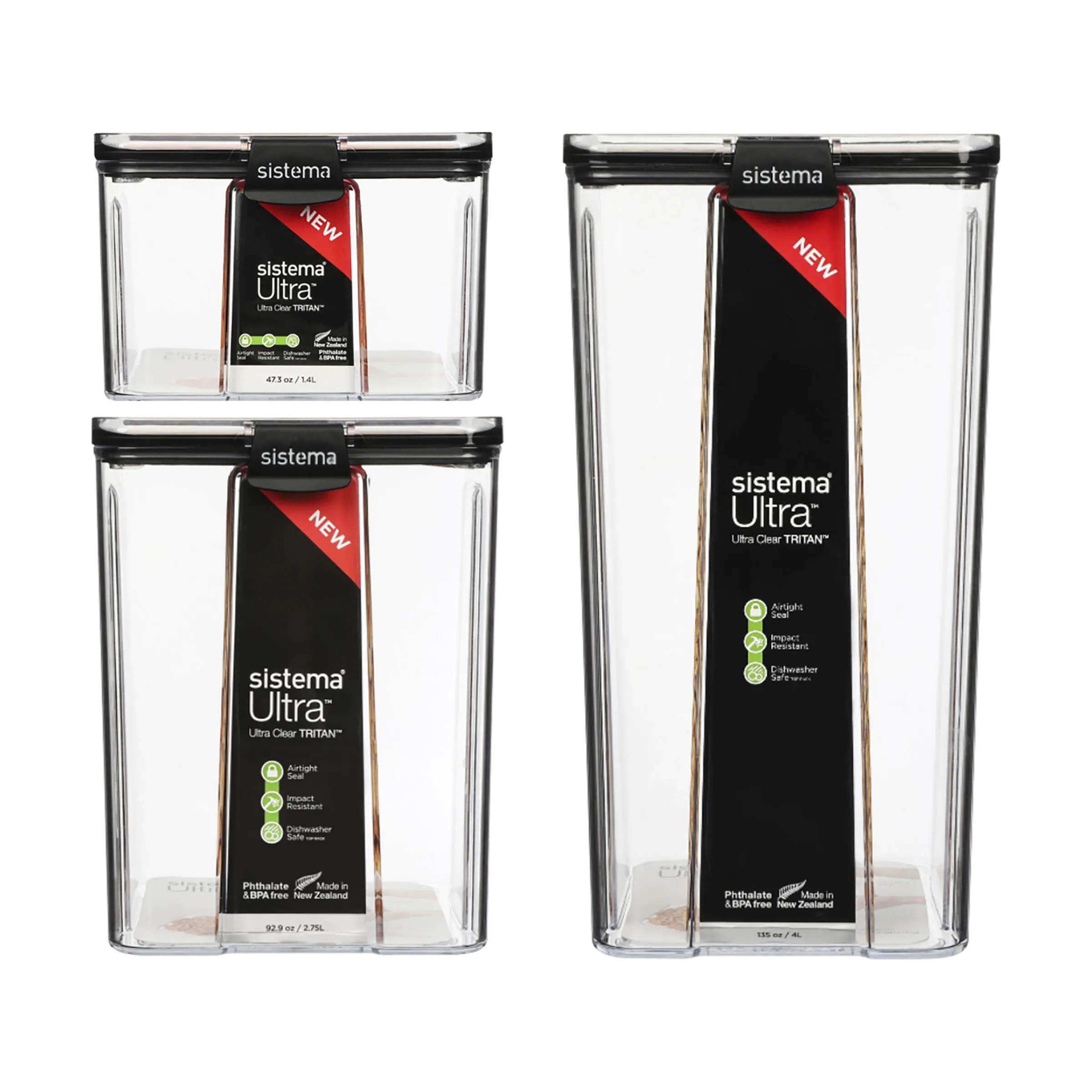 Ultra Opbevaringsbokse - 3 dele, 1,4/2,75/4 liter, large