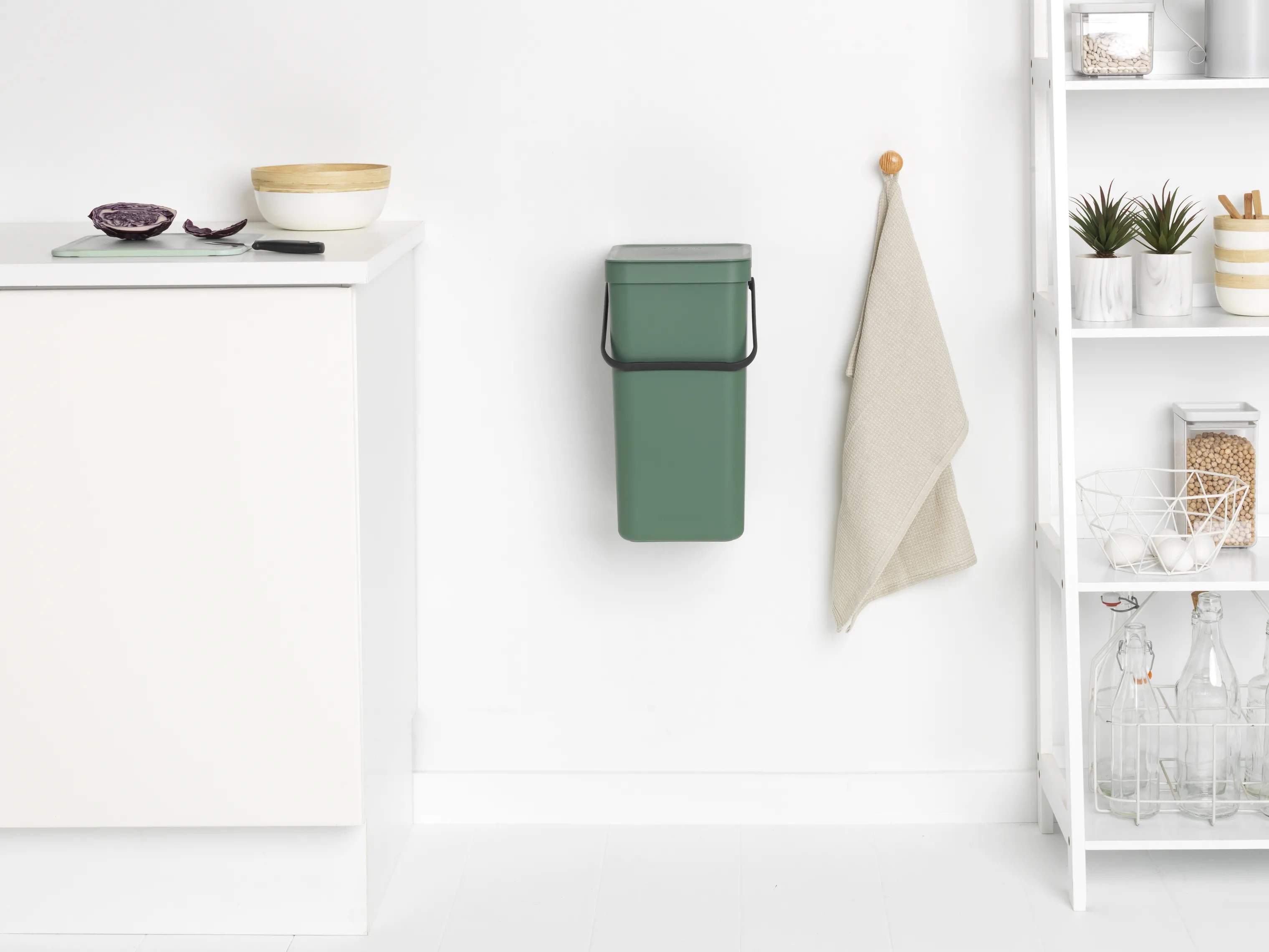 Brabantia Spande uden pedal Sort & Go Affaldsspand i Grøn, 16 L, 2