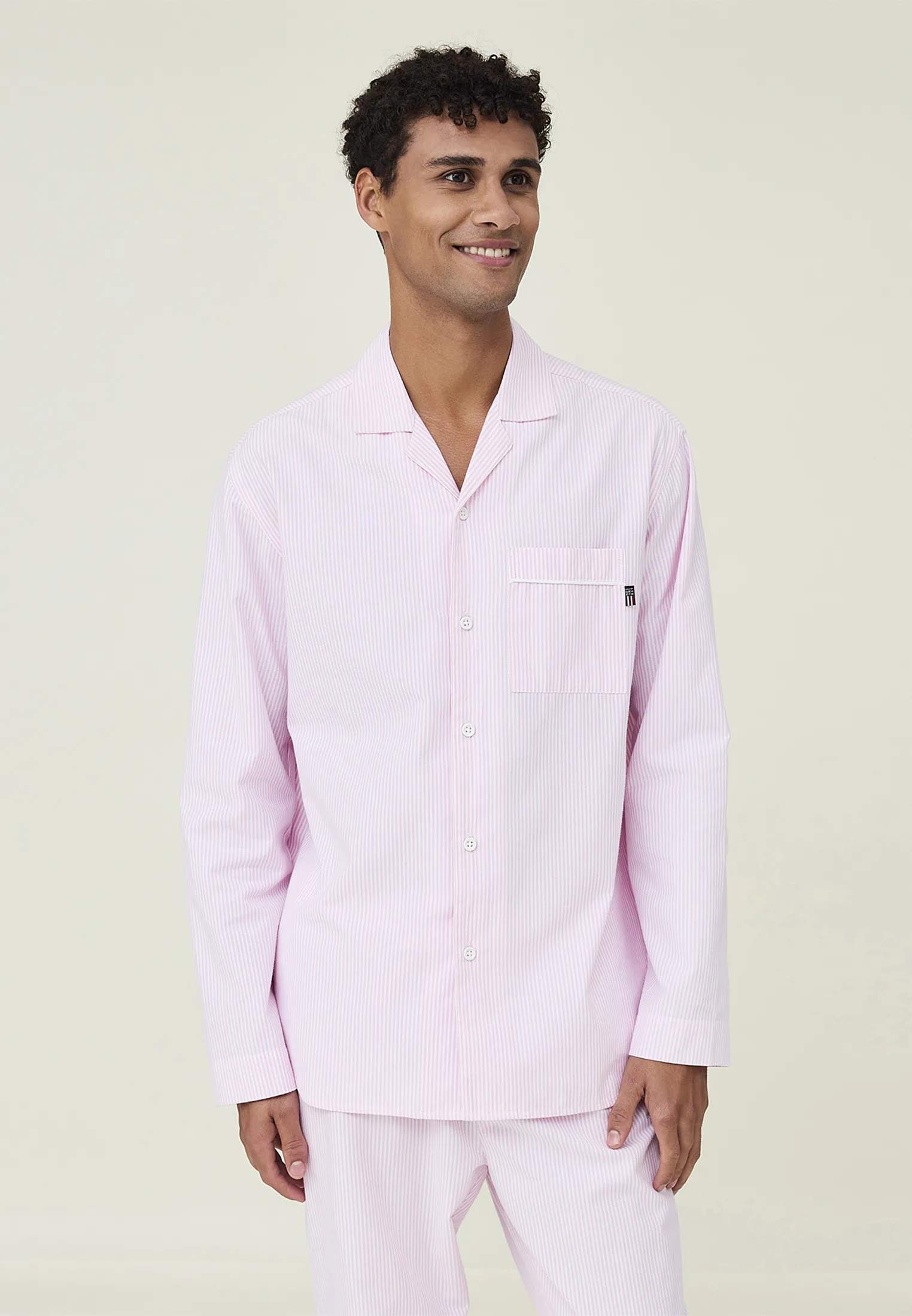 Lexington Pyjamas Icons Pyjamassæt Organic i Pink/White, M, 2