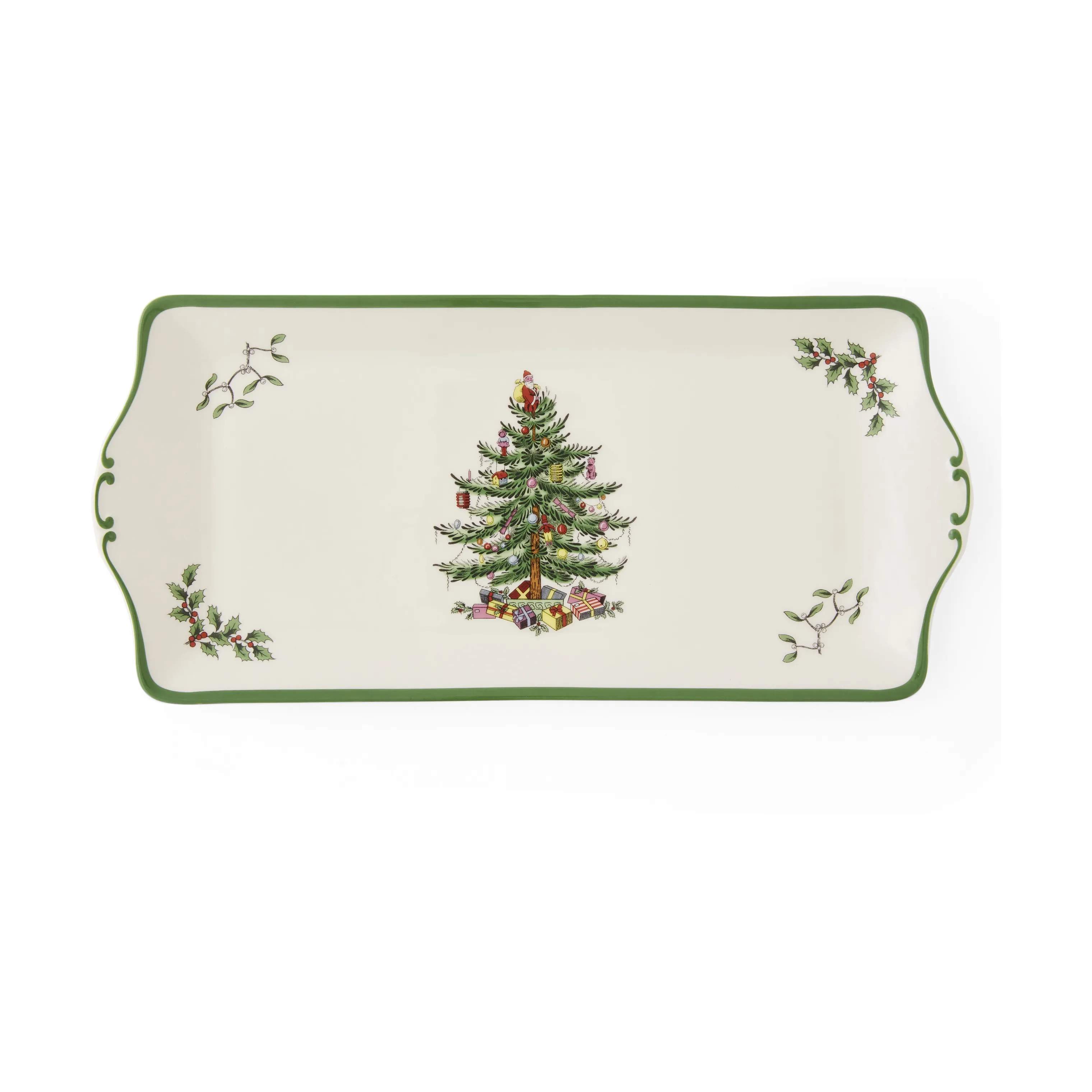 Spode Serveringsfade Christmas Tree Fad i Hvid/grøn/rød, 1