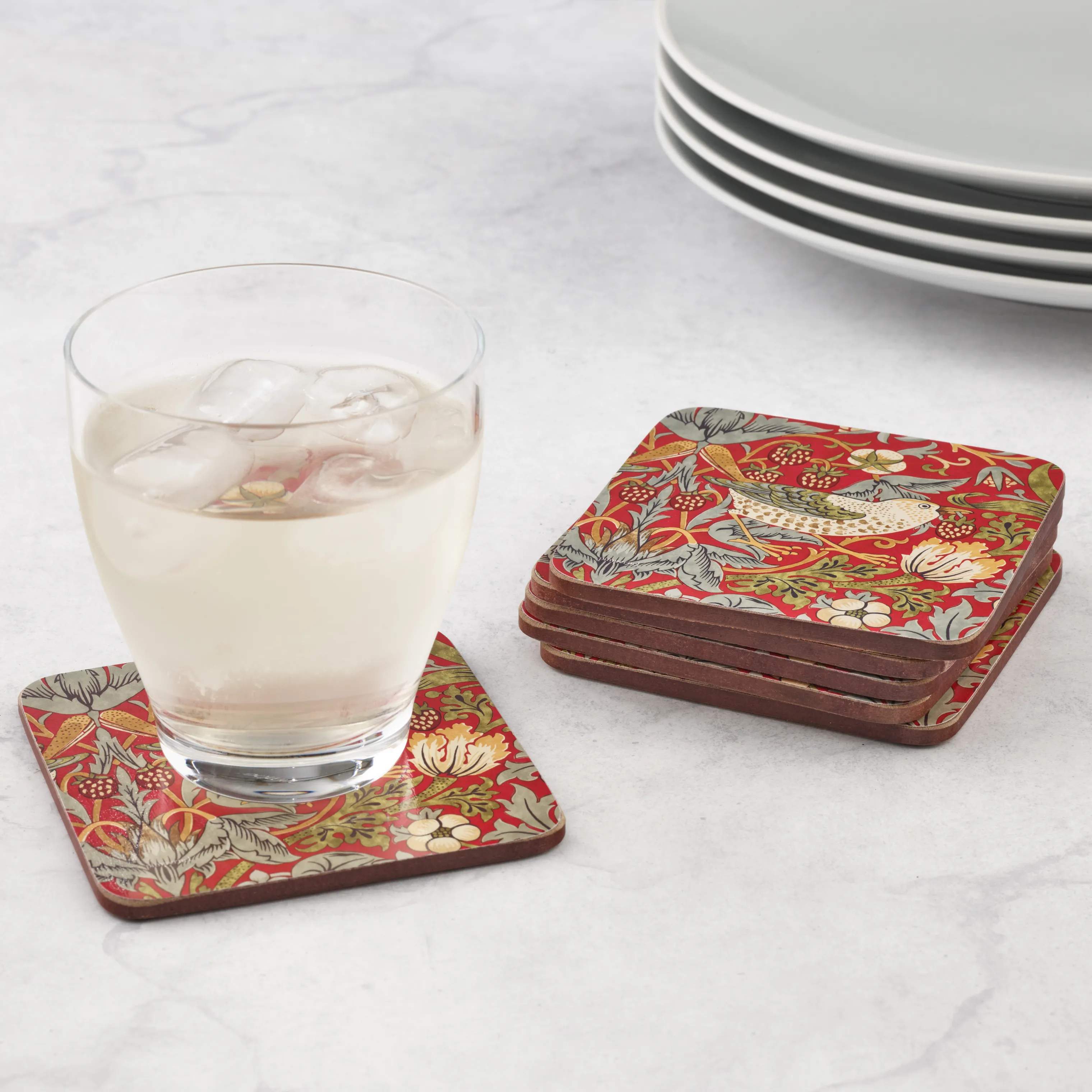 Pimpernel Glasbrikker og coasters Morris & Co Glasbrikker - 6 stk. i Rød, 2