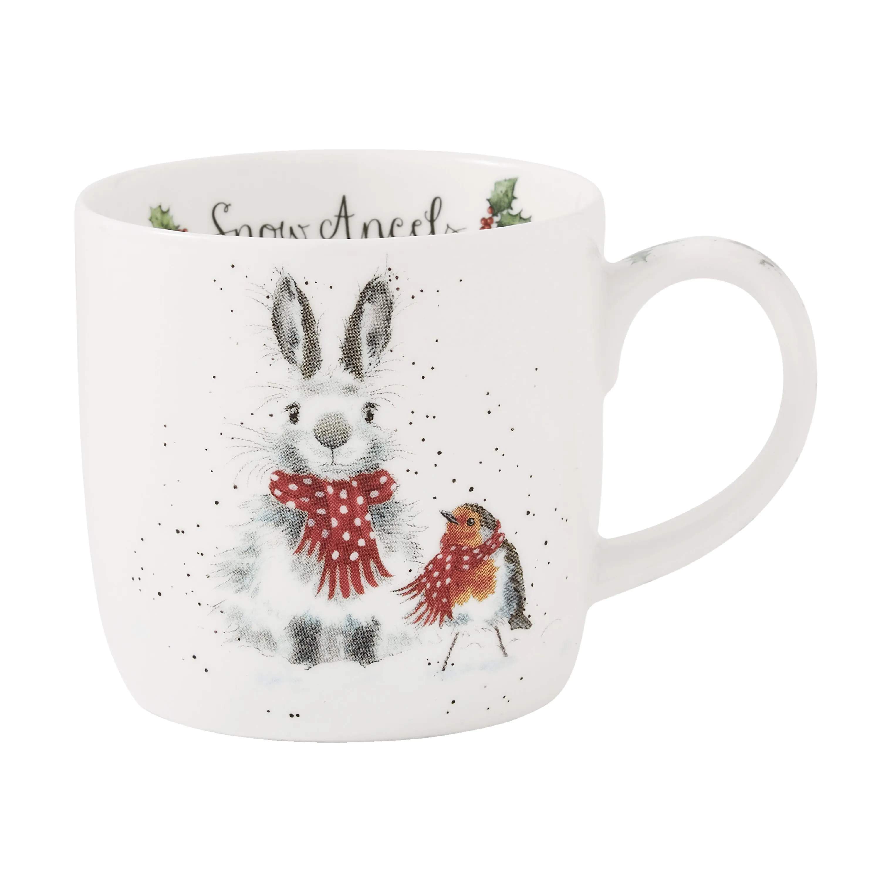 Royal Worcester Krus og kopper med hank Wrendale Krus - Snow angel i Kanin og rødhals, 1