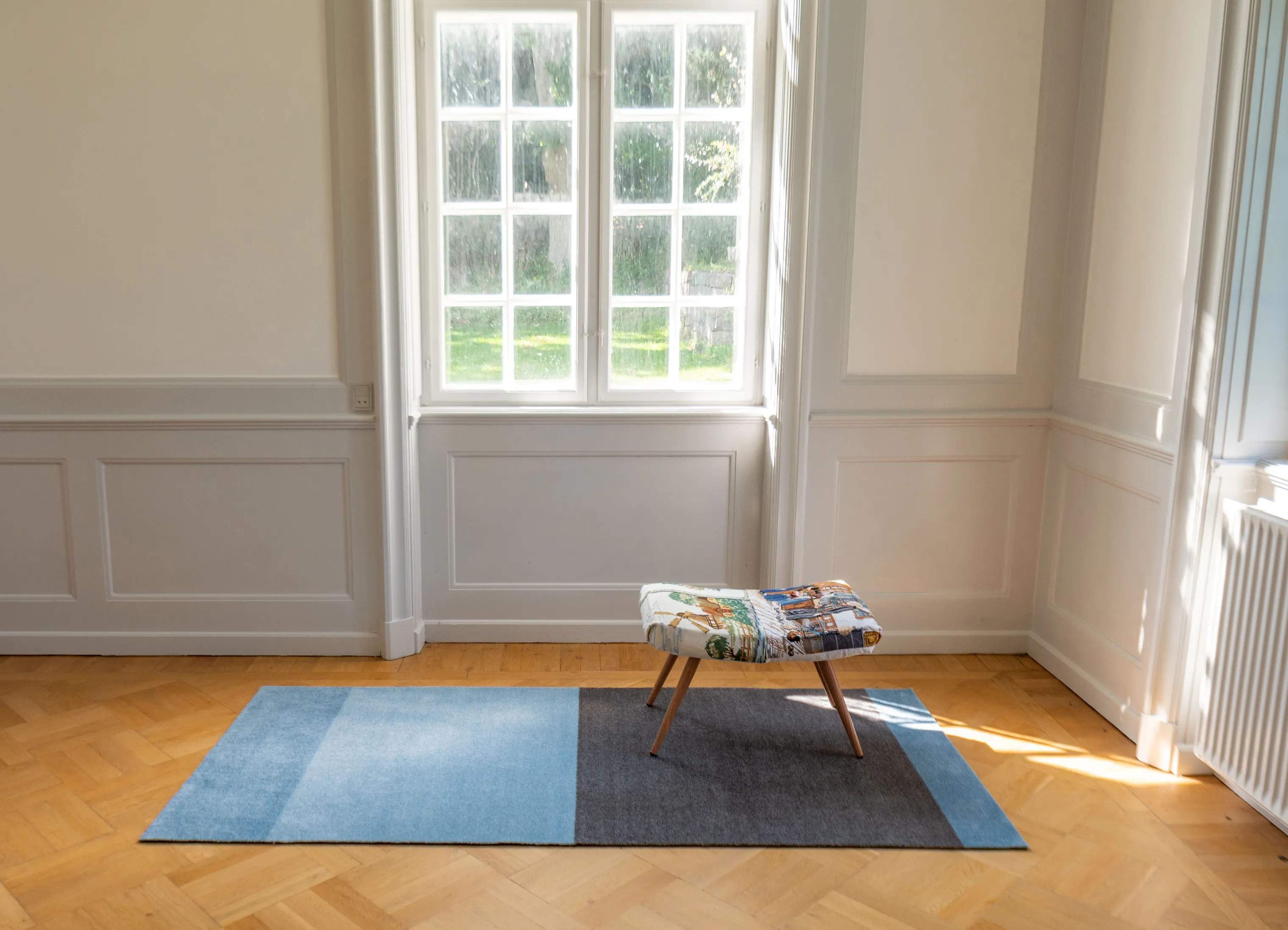 Tica Copenhagen Gulvtæpper Stripes Horisontal Gulvtæppe i Lyseblå/støvetblå/steelgrey, B90 x L200 cm, 3