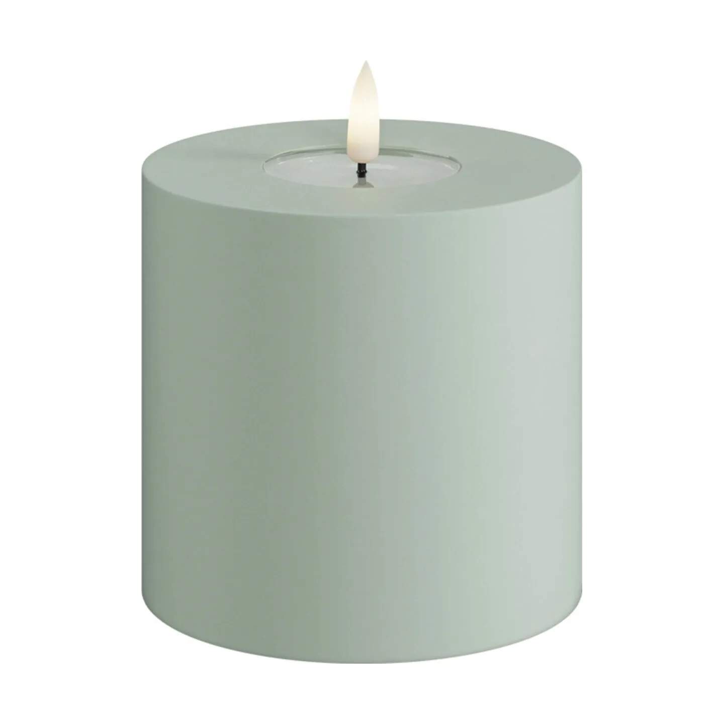 Deluxe Homeart LED-lys Real Flame LED Udendørs Bloklys i Salvie Green , H10 x Ø10 cm, 1