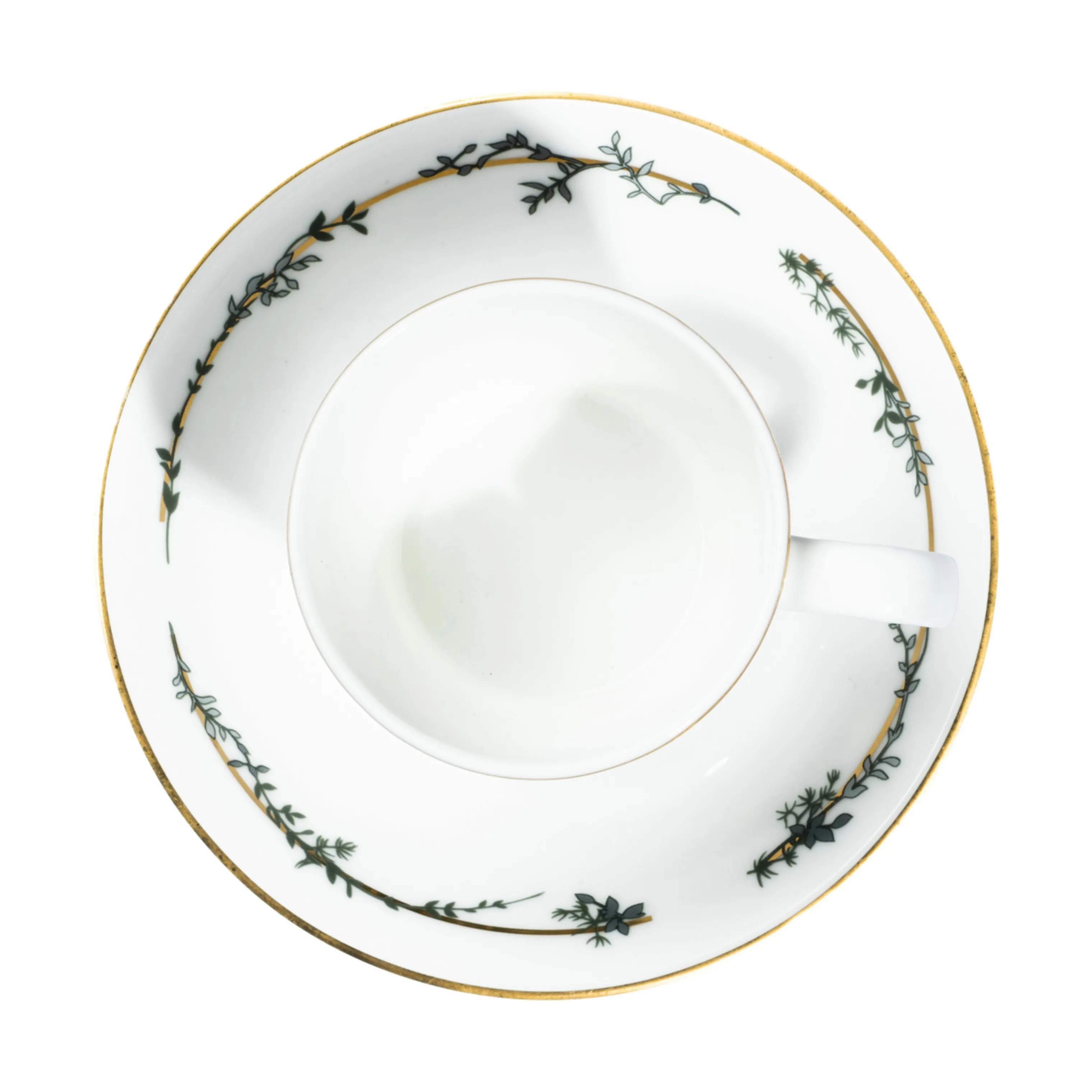 Jette Frölich Design Krus og kopper med hank Vinterstjerner Julekop m. underkop i Hvid/grøn/guld, 4