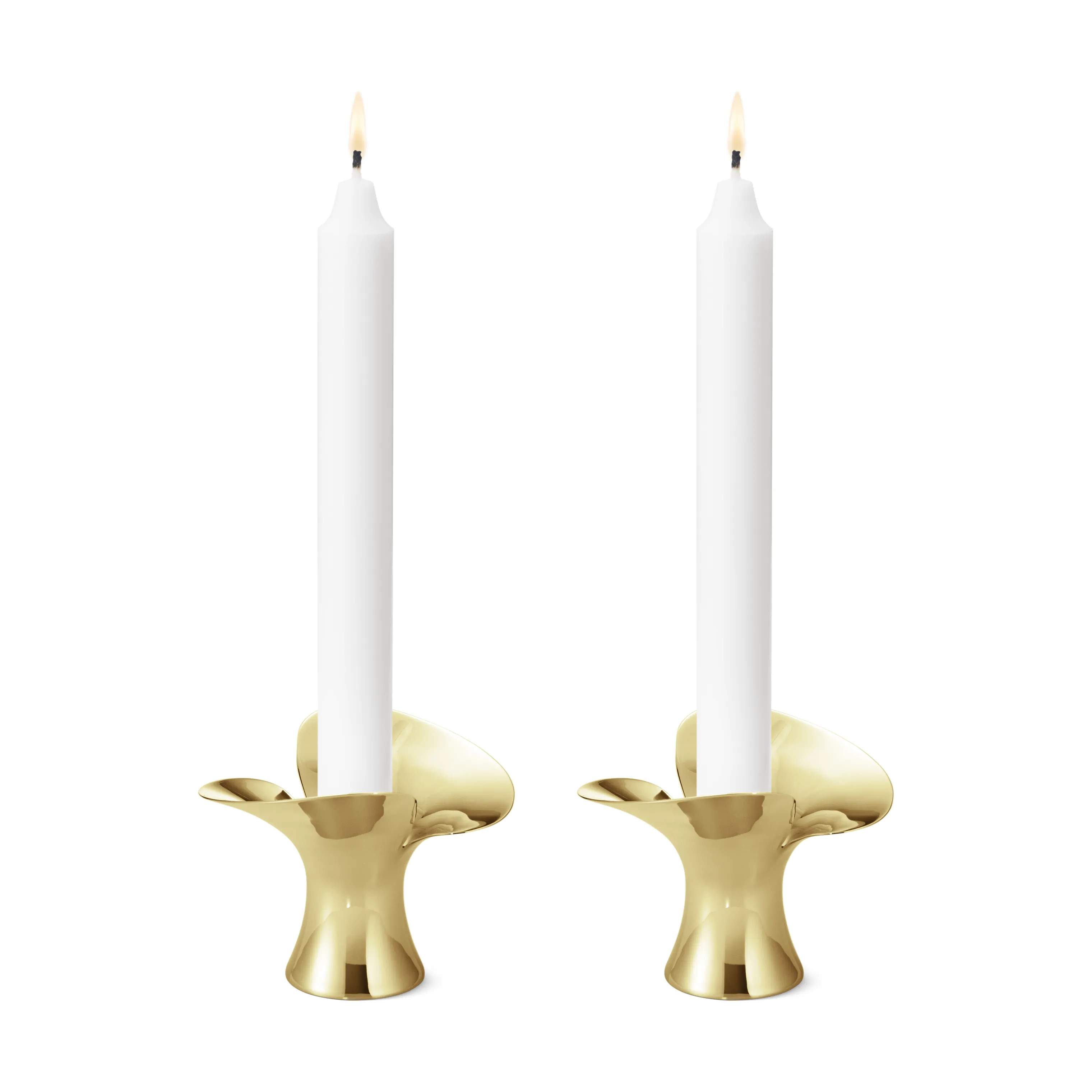 Georg Jensen Kronelysestage Bloom Lysestage - 2 stk. i Guldfarvet, 2