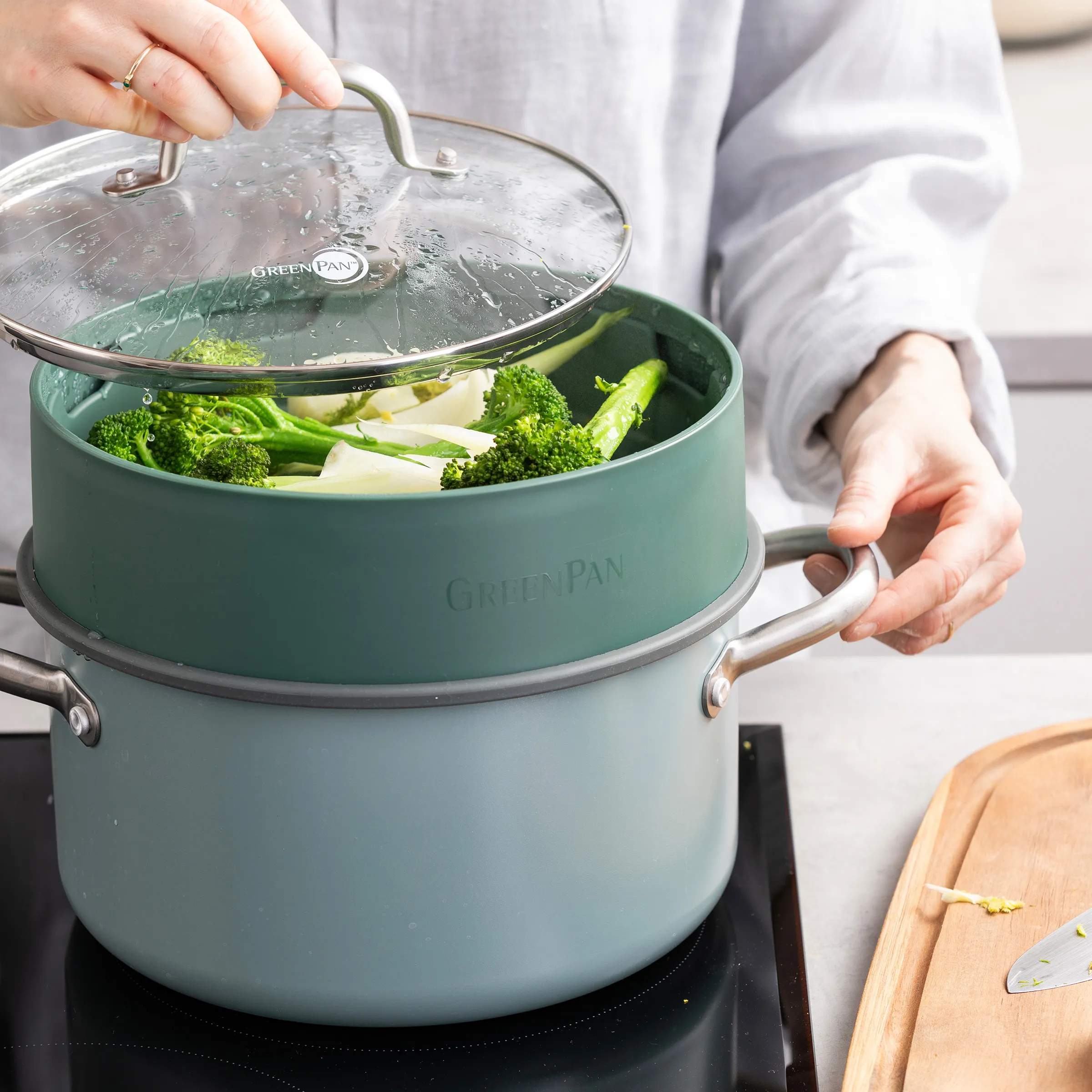 Greenpan Øvrigt køkkengrej Steamy Damper i Grøn, 3